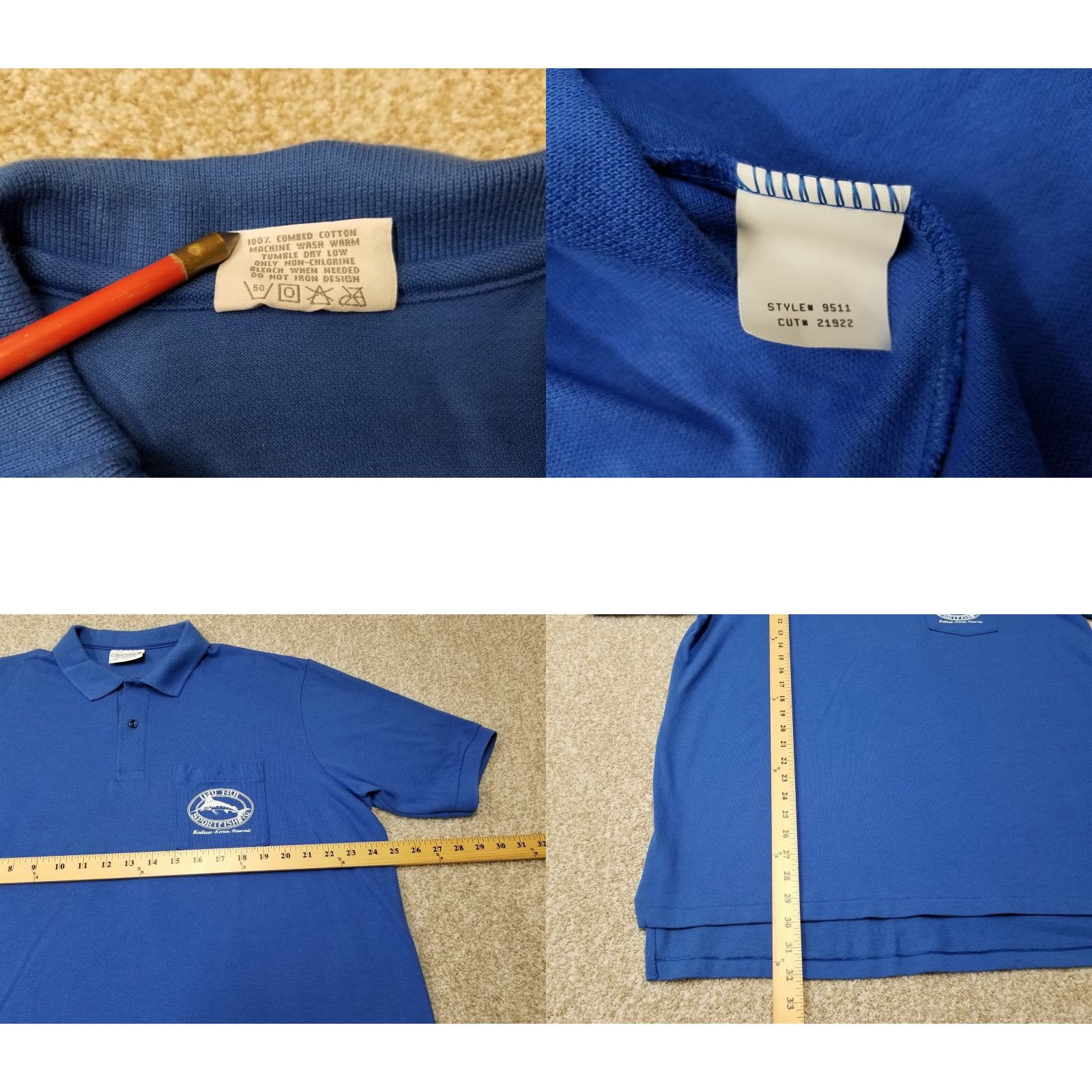 Vintage VTG Crystal Springs Polo Shirt Mens 2XL Blue Polo Shirt Golf Walking Fish Kona Hawaii IHU Nui Sportfishing USA Unsure? Size US XXL / EU 58 / 5 - 8 Thumbnail