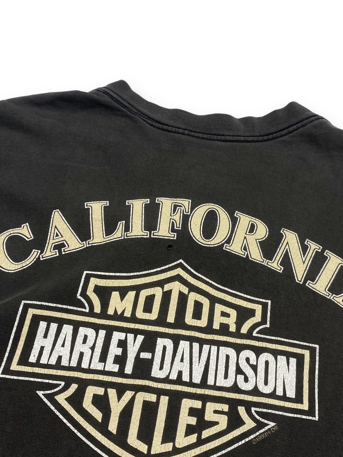 Harley Davidson 90s Vintage HARLEY DAVIDSON Black Faded Big Logo T Shirt Size US XXL / EU 58 / 5 - 7 Thumbnail