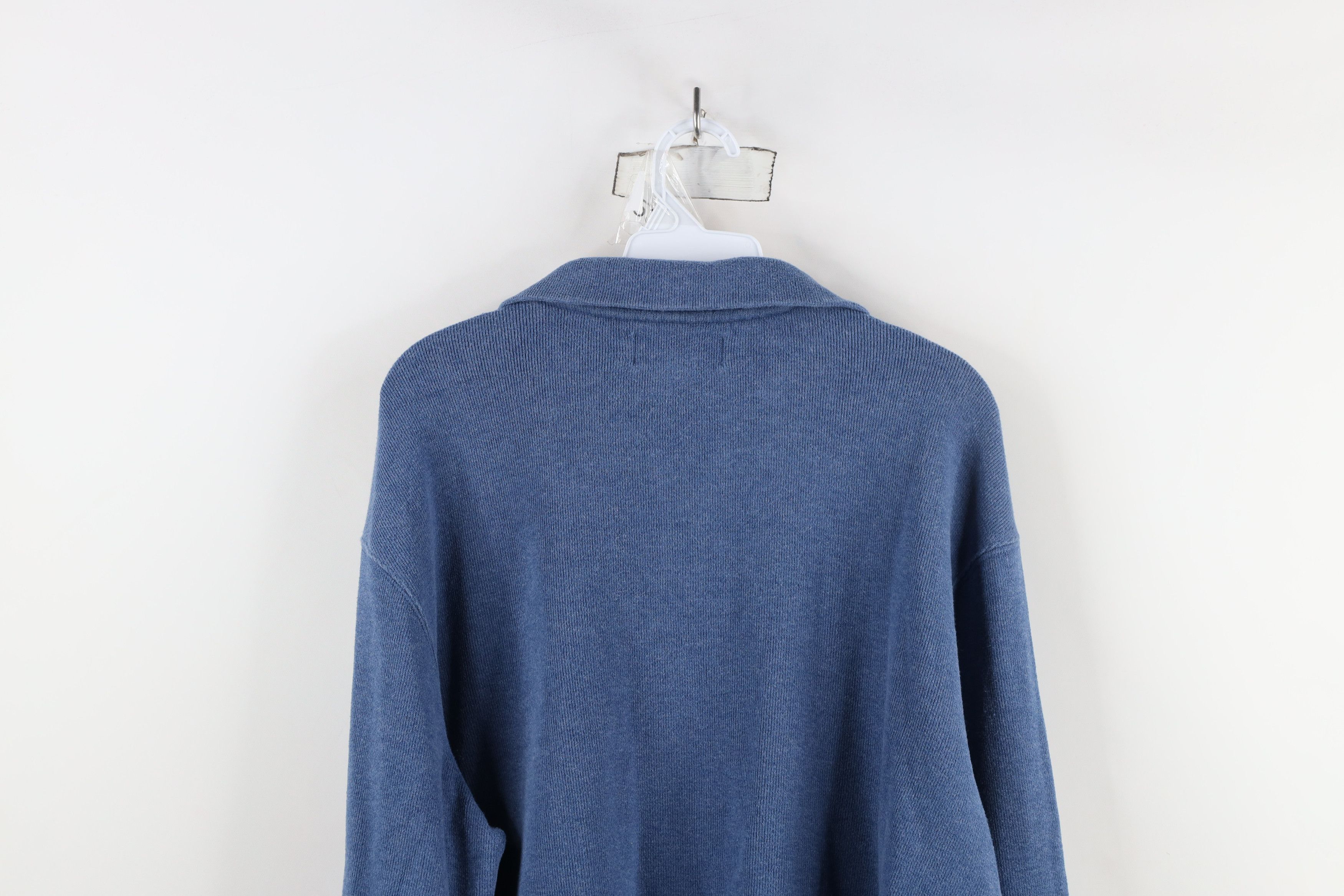 Ralph Lauren × Vintage Vintage 90s Ralph Lauren Ribbed Knit Half Zip Sweater Blue Size US XL / EU 56 / 4 - 12 Thumbnail