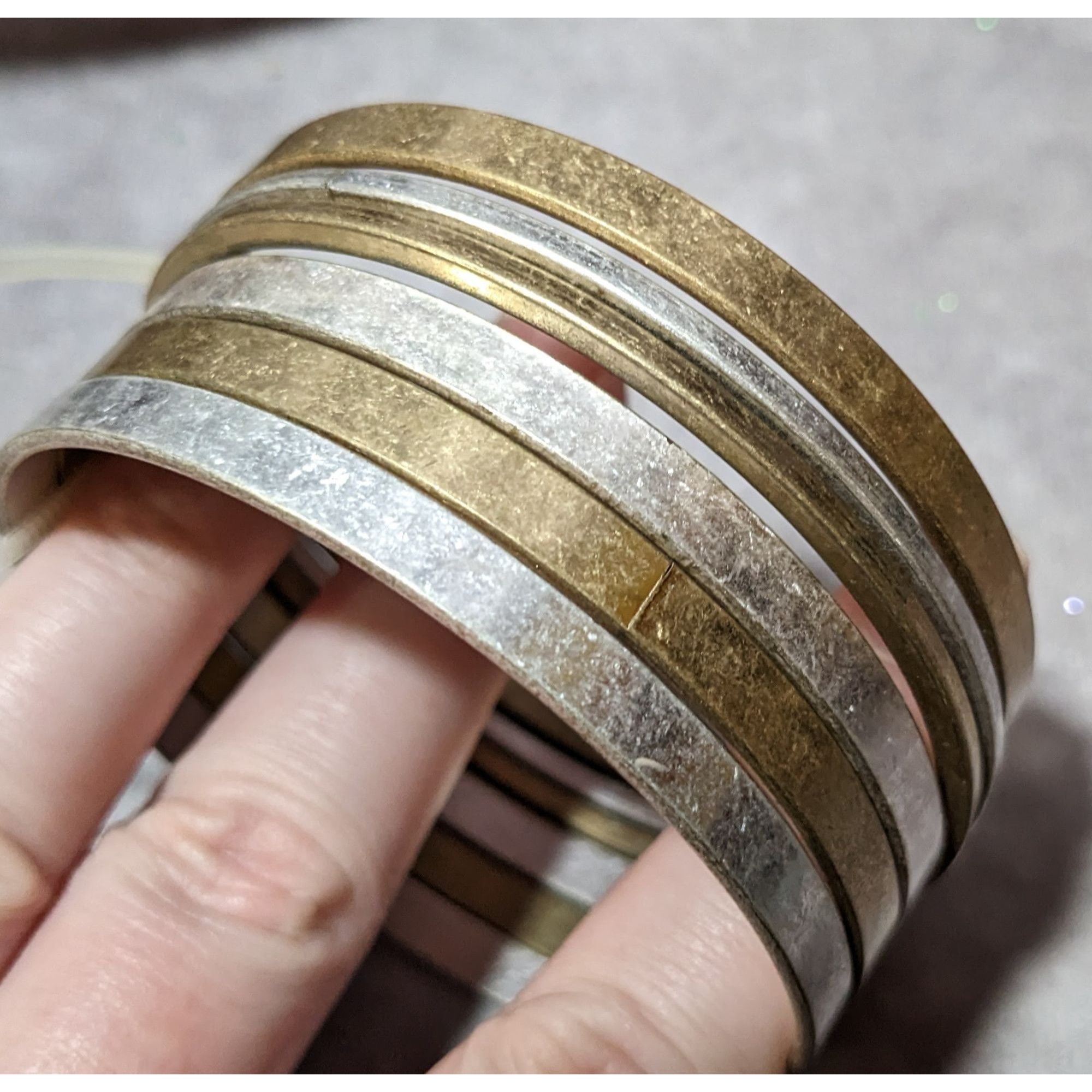 Other Silver And Gold Tone Metal Bangle Bracelet Set (6) Size ONE SIZE - 9 Thumbnail