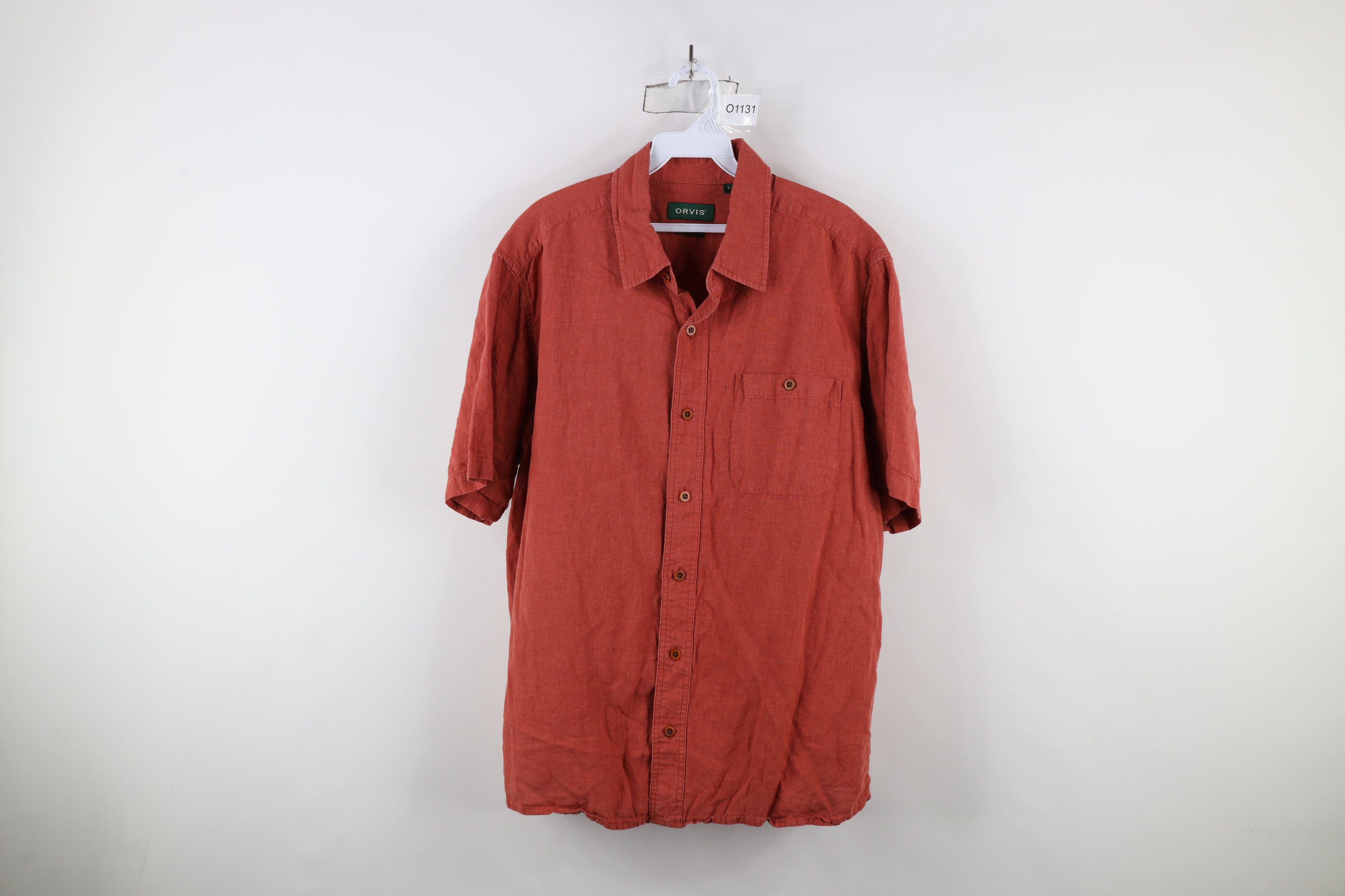 Orvis × Vintage Vintage Orvis Blend Short Sleeve Button Shirt Reddish Orange Size US L / EU 52-54 / 3 - 1 Thumbnail