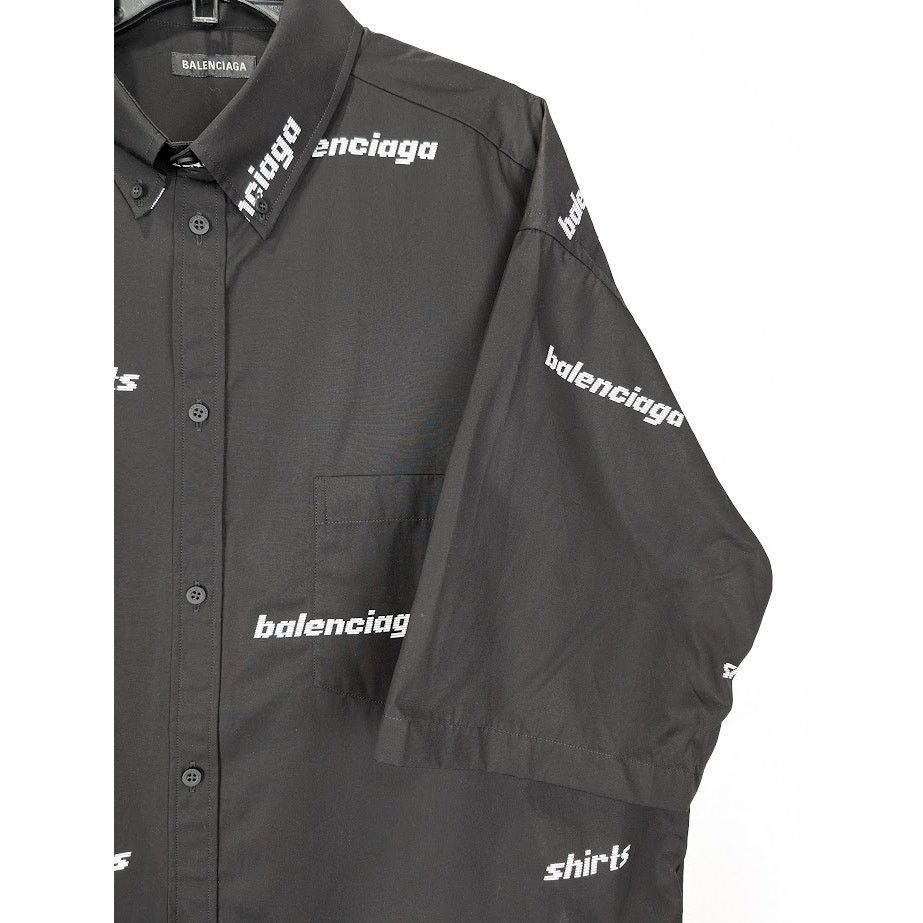 Balenciaga o1rshd1 Shirt Allover Poplin in Black/White Size US M / EU 48-50 / 2 - 4 Thumbnail