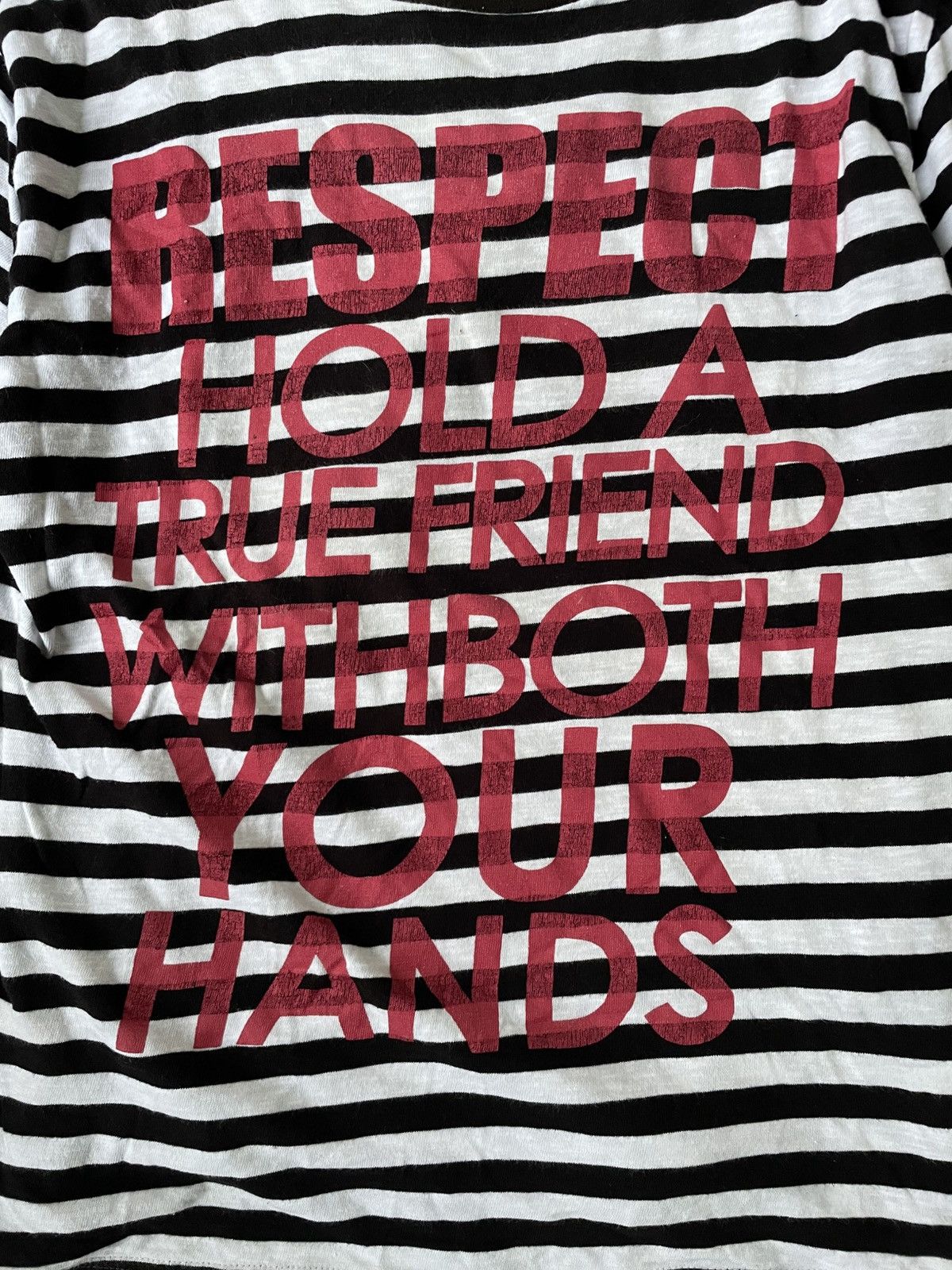 Beauty Beast × Hysteric Glamour × Japanese Brand SPACE OPERA RESPECT HOLD A TRUE FRIEND STRIPED TEE Size US M / EU 48-50 / 2 - 4 Thumbnail