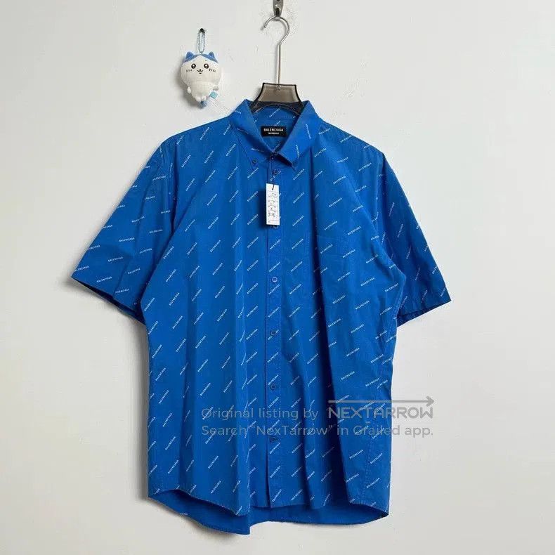 Balenciaga Balenciaga Blue Bullet Comments Short Sleeve Shirt. Size US S / EU 44-46 / 1 - 1 Thumbnail