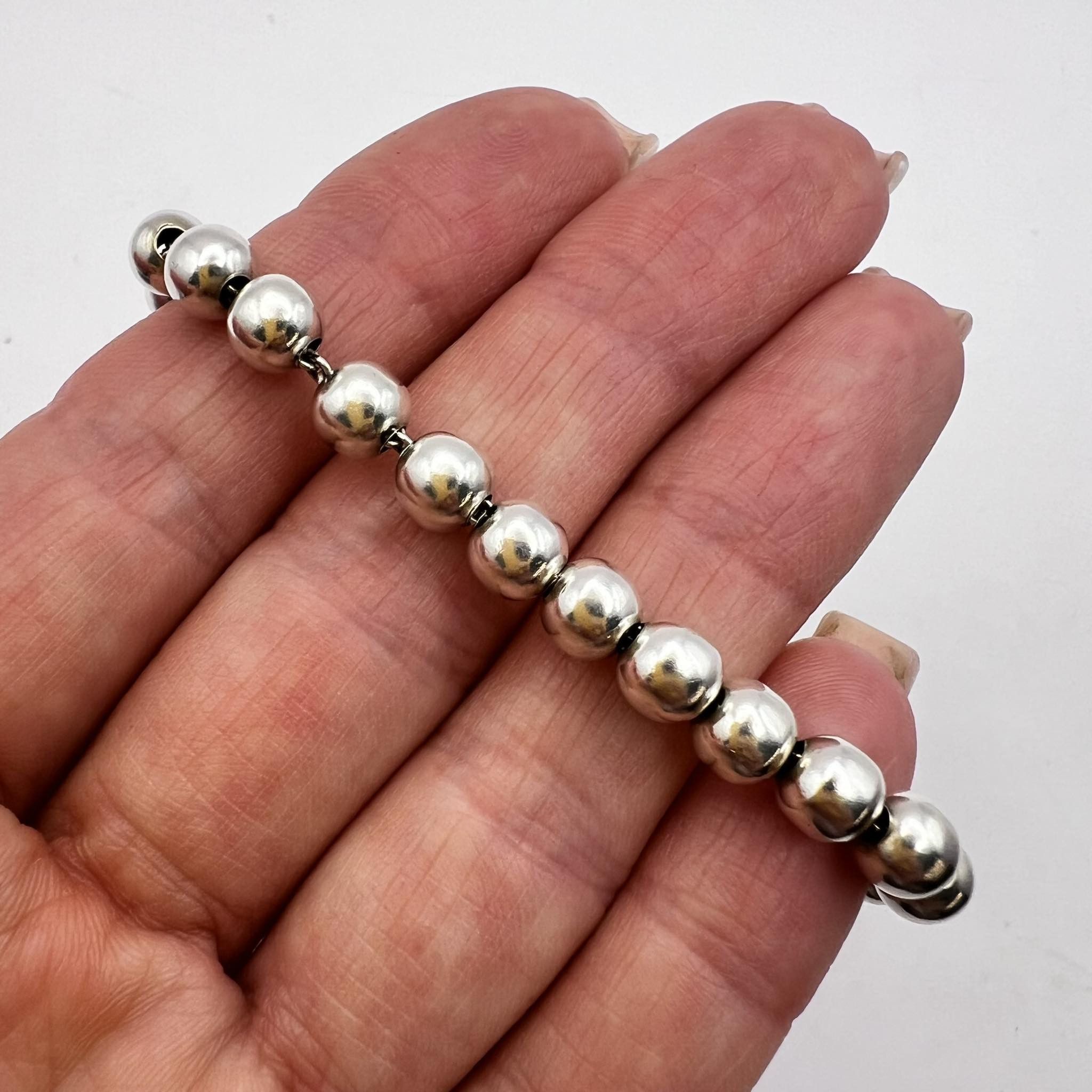 Vintage Fine Vintage Sterling Silver Beads Jewelry Bracelet 13.5 gr Size ONE SIZE - 4 Thumbnail
