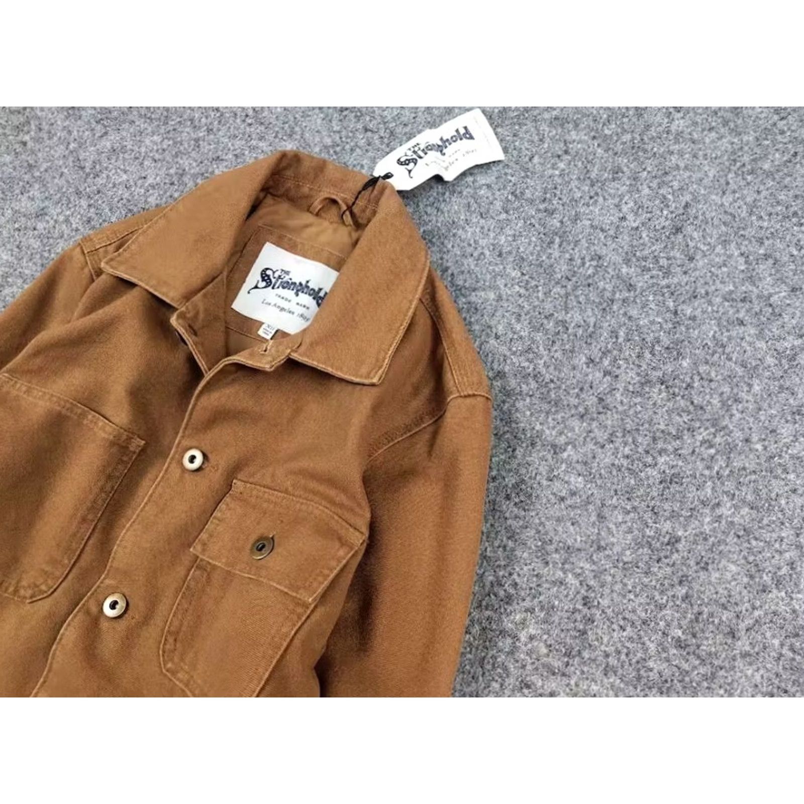 Vintage The Stronghold Style Work Jacket XS Brown Canvas Pocket Jacket Men Regular Cotton Workwear 90s Vintage? Size US XS / EU 42 / 0 - 5 Thumbnail