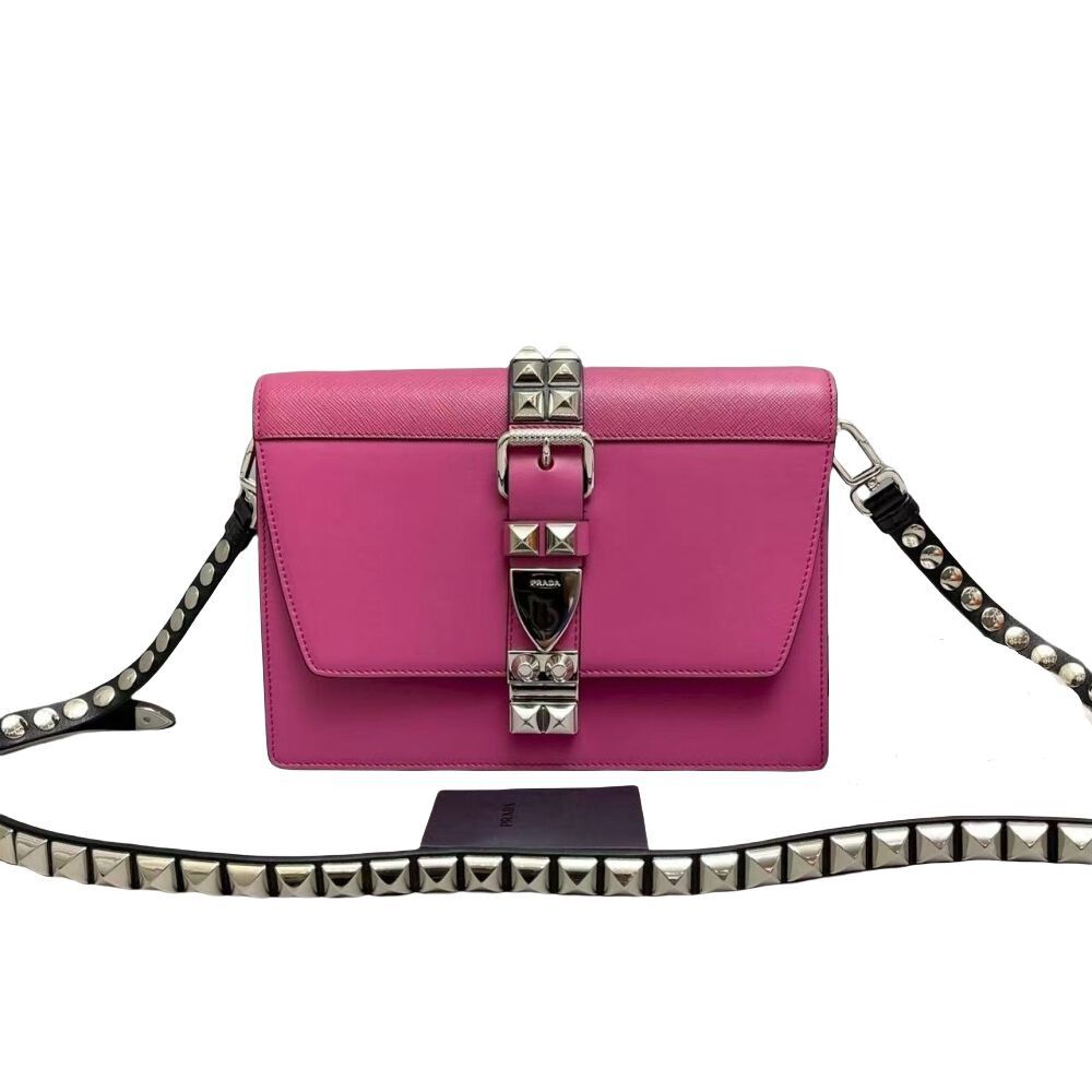 Prada Prada Pink Studded Shoulder Bag Size ONE SIZE - 1 Thumbnail