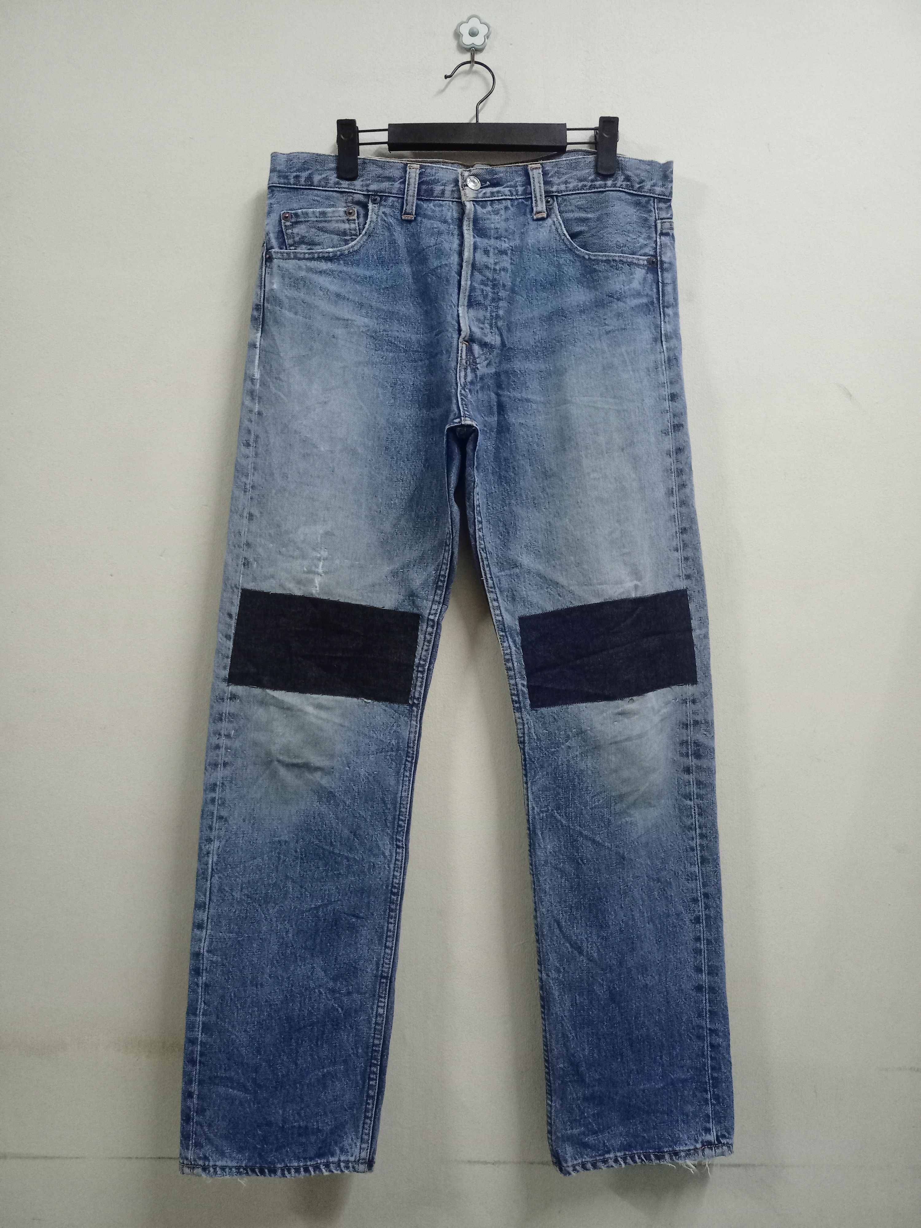 Denime Vintage Denime Japan Patched Distressed Loose Jeans 33x31 Size US 33 - 12 Thumbnail