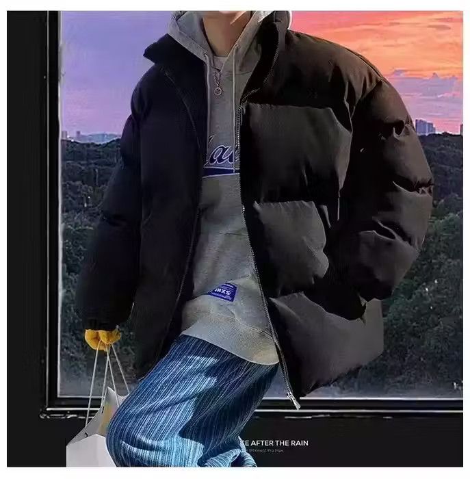 image of Streetwear Vintage Black Puffer Jacket, Men's (Size Large)