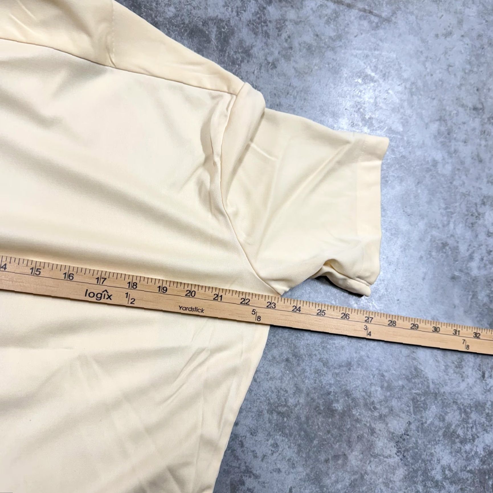 Sears VINTAGE Sears Shirt Mens Medium Beige Solid Perma-Prest Knit Button Short Sleeve Size US M / EU 48-50 / 2 - 6 Thumbnail