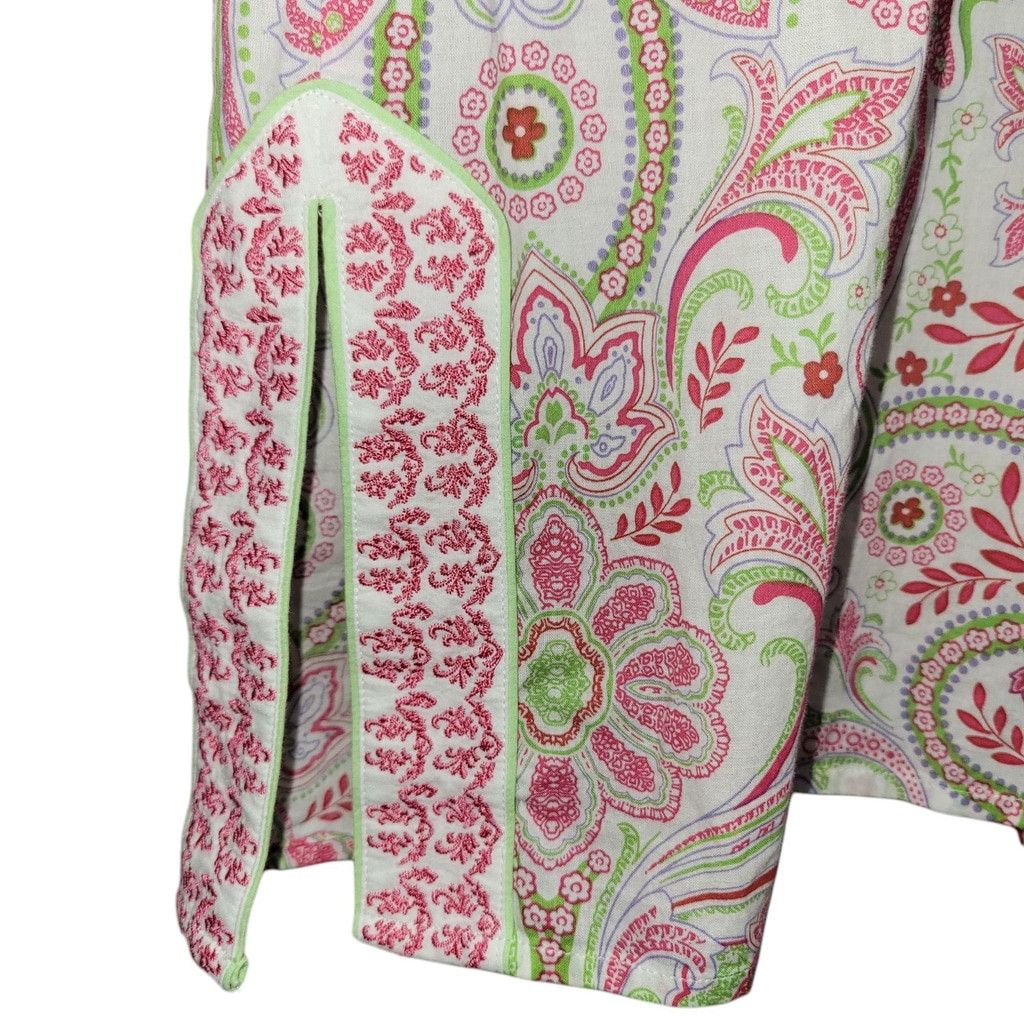 Robert Graham Robert Graham Women 3/4 Paisley Side Slit V-neck Blouse Top Size L / US 10 / IT 46 - 5 Thumbnail