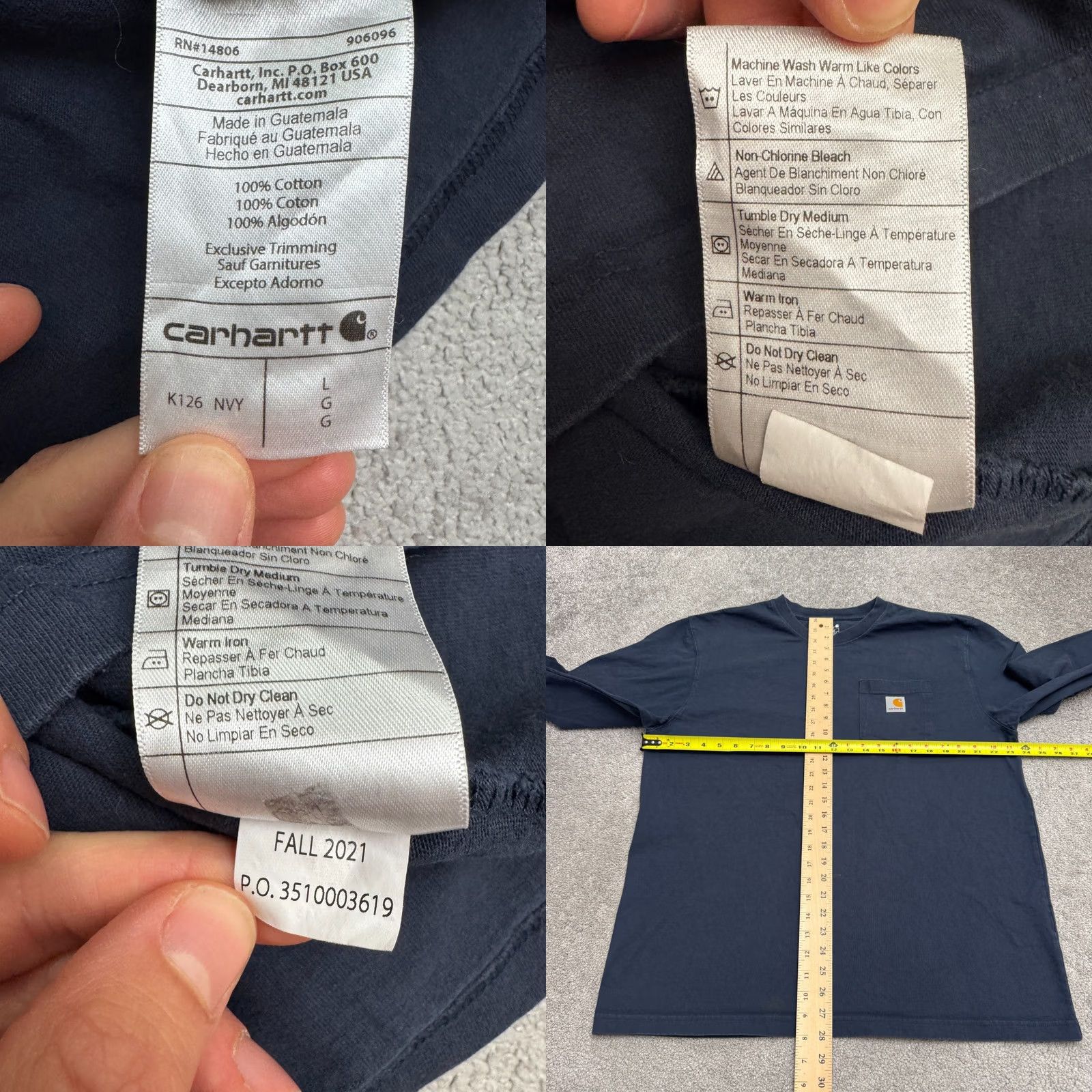 Carhartt Carhartt K126 Loose Fit T-Shirt Mens Large Navy Blue Crew Neck Pocket Tee Cotton Shirt Size US L / EU 52-54 / 3 - 8 Thumbnail