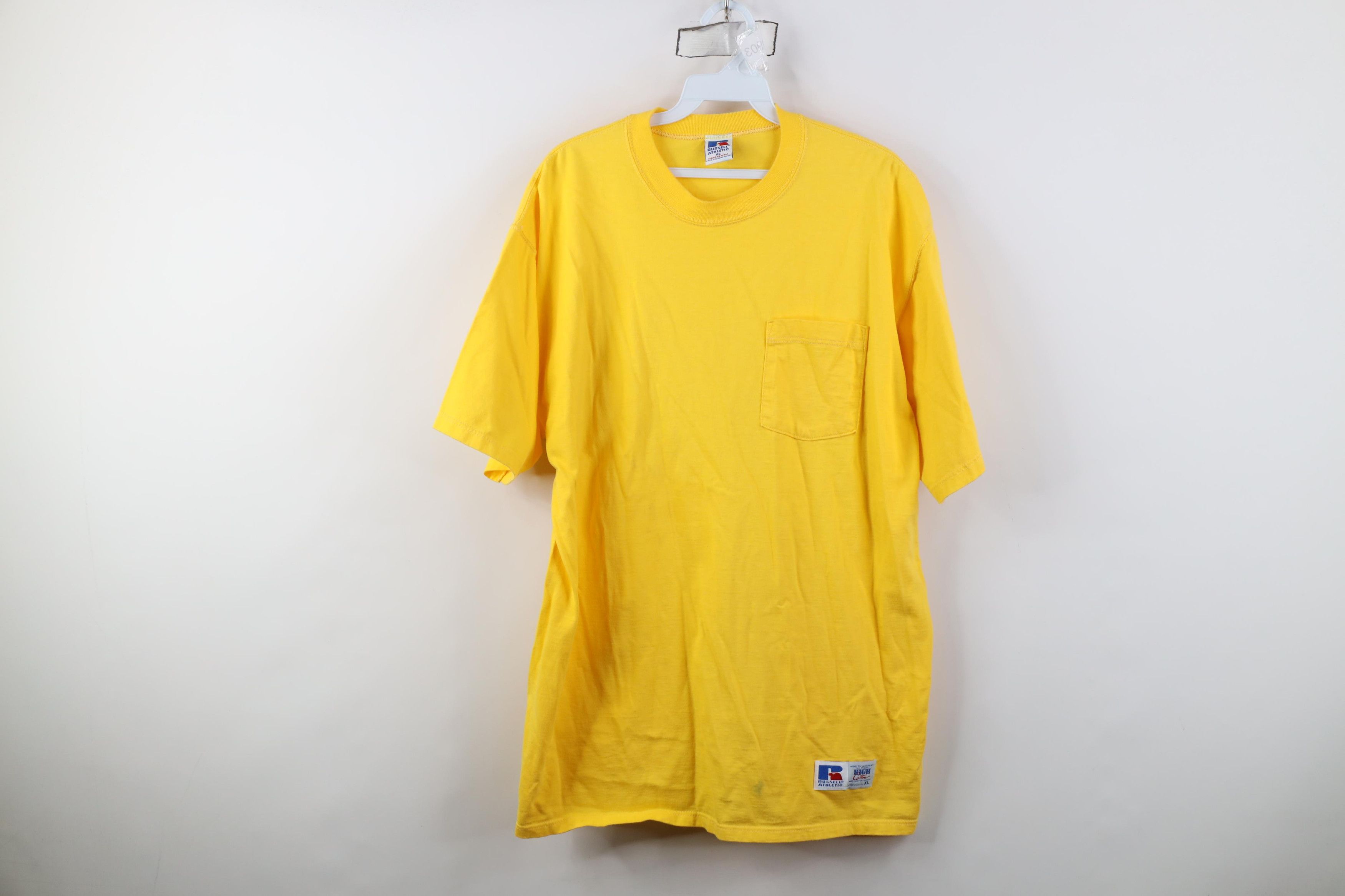 Russell Athletic Vintage 90s Russell Athletic Blank Cotton Pocket T-Shirt USA Size US XL / EU 56 / 4 - 1 Thumbnail