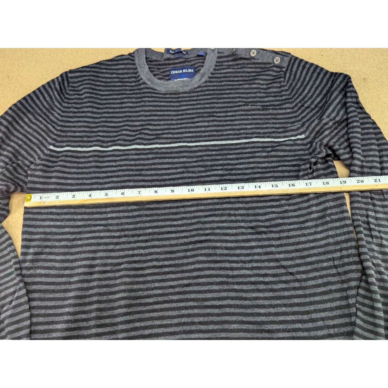 Superdry Superdry Idris Elba 100% Wool Mens XL Long Sleeves Gray Knit Jumper Striped Pullover, Shirt? Size US XL / EU 56 / 4 - 5 Thumbnail
