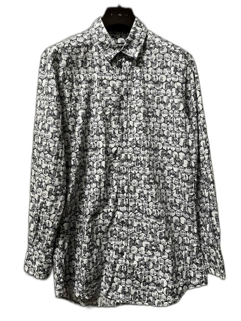 Dolce Gabbana Men's Printed Long Sleeve Shirt