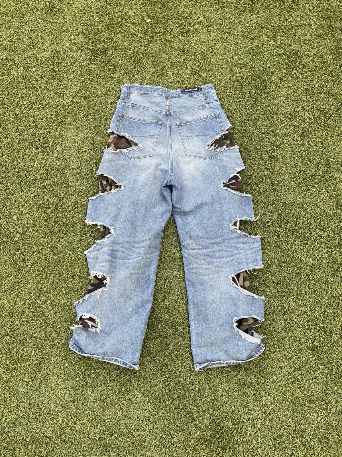 Balenciaga AW21 “Afterworld” - Balenciaga Slash Camo Denim Size US 31 - 4 Thumbnail