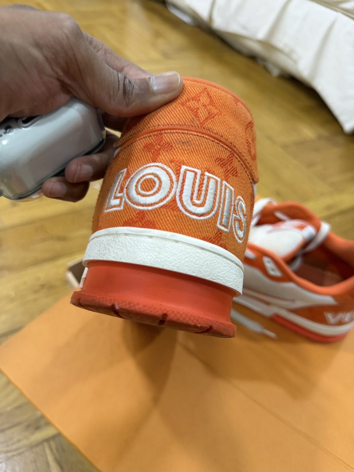 Louis Vuitton Louis Vuitton Trainer -Orange Monogram Denim Size US 10 / EU 43 - 5 Thumbnail