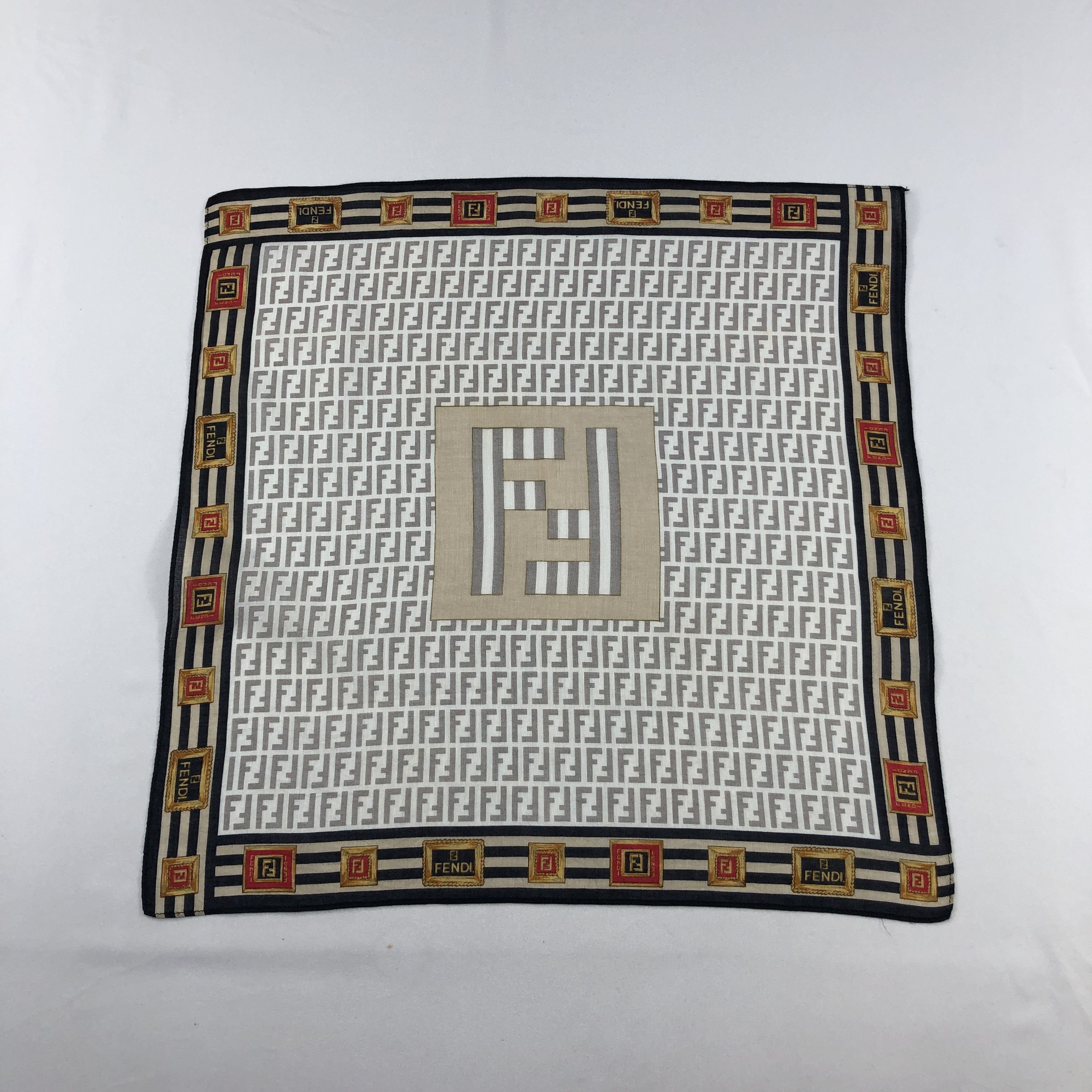 Japanese Brand Fendi Monogram FF Handkerchief Neckerchief Bandana H2982 Size ONE SIZE - 1 Thumbnail