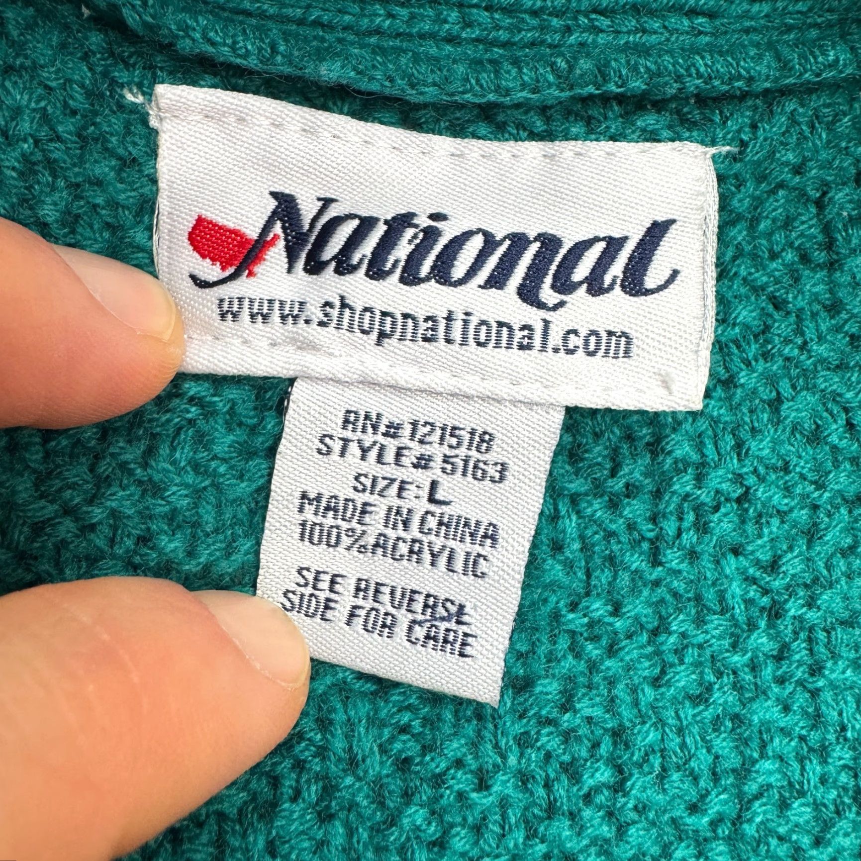 Vintage National Sweater Vest Women L Green Acrylic Button Front V-Neck Knit Size L / US 10 / IT 46 - 5 Thumbnail