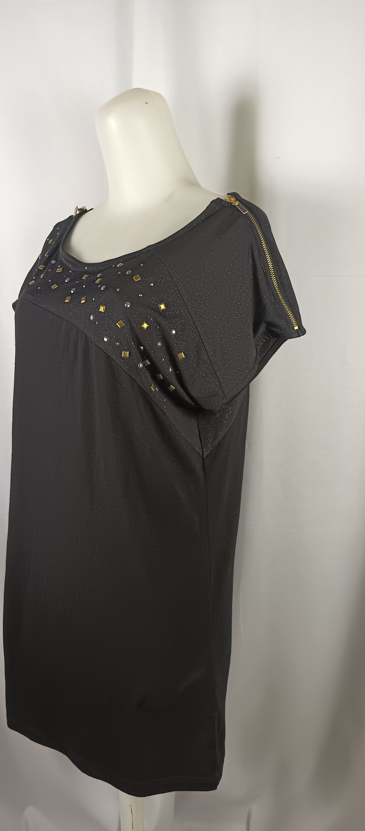 Beauty Beast × Japanese Brand PASTIME Women's Black Tsirt Rhinestones Zipp on Shoulder Size L / US 10 / IT 46 - 14 Thumbnail