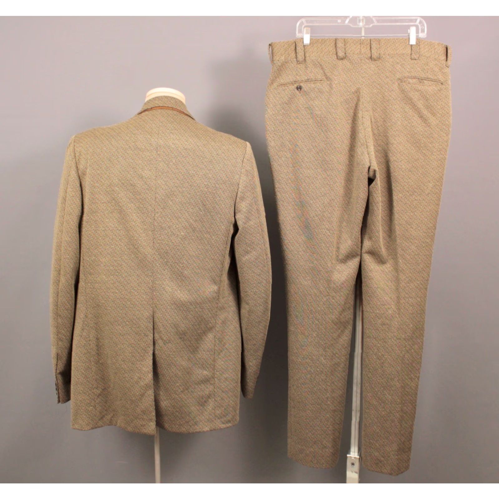 Vintage VINTAGE 70s Leisure Suit Mens XL Long Brown Polyester Disco Jacket & Pants Set 2PC Size 46R - 2 Thumbnail