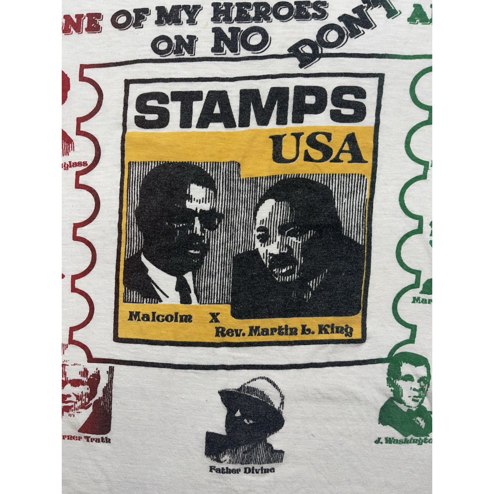 Other Vtg 90s Black Heroes Stamp T-Shirt Malcolm X MLK Douglass Ga Size US XL / EU 56 / 4 - 5 Thumbnail