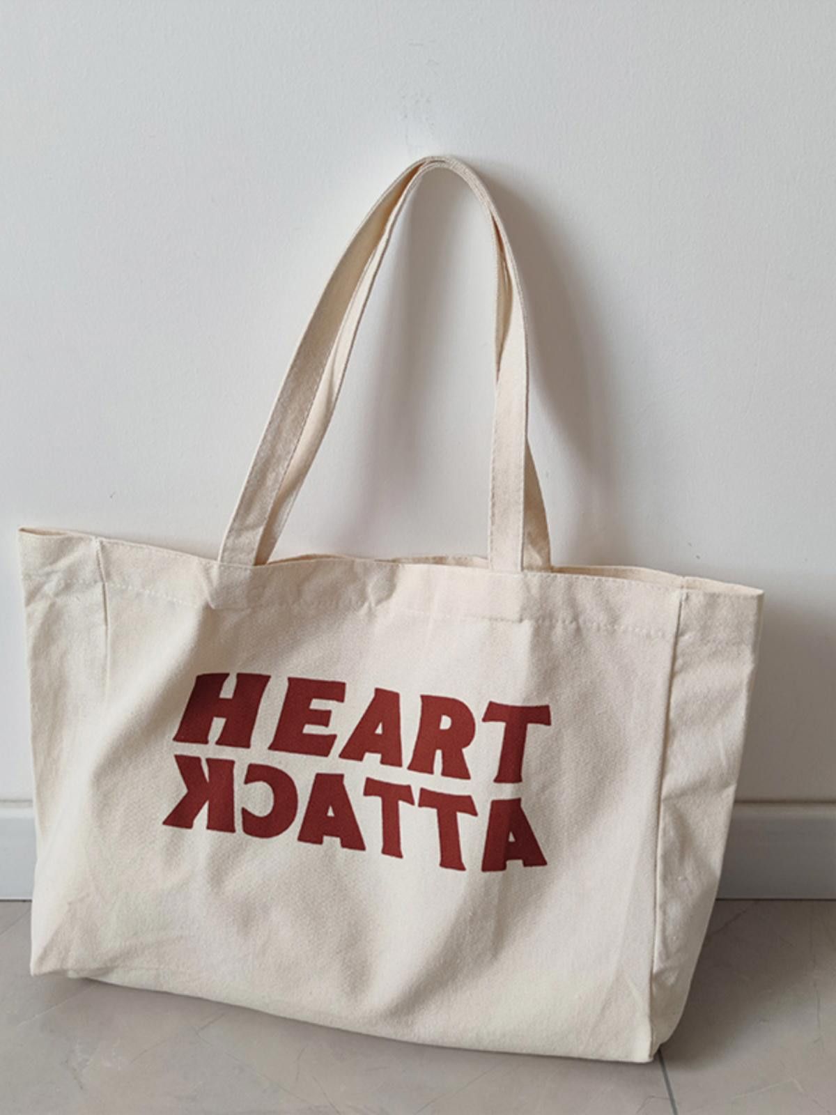 Vintage Heart Attack Canvas Tote Bag Size ONE SIZE - 2 Thumbnail