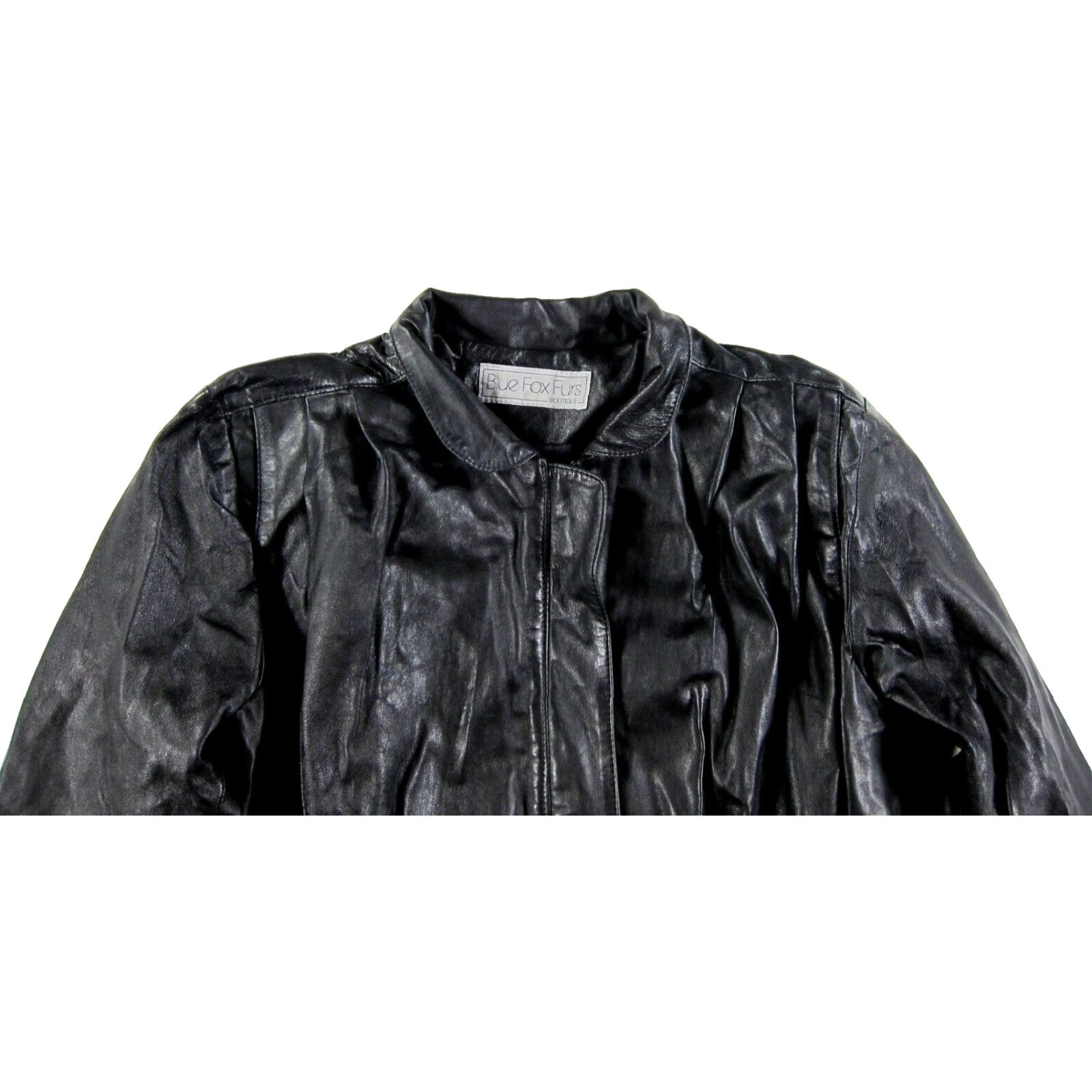 Vintage VINTAGE Blue Fox Furs Boutique Leather Black Pleated Moto Jacket Woman L/12 Size XL / US 12-14 / IT 48-50 - 5 Thumbnail