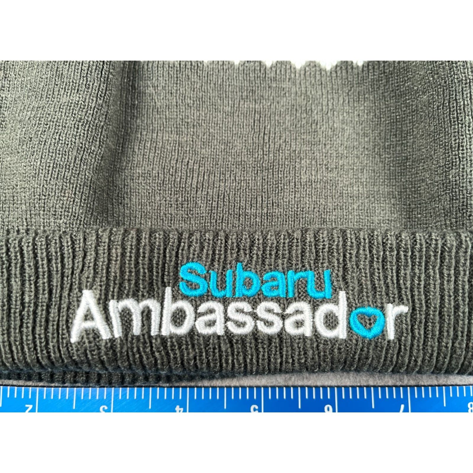 Vintage Subaru Ambassador Beanie Toque Unisex Adults One Size Gray Fair Isle Knit Acrylic Pom Hat Size ONE SIZE - 2 Thumbnail