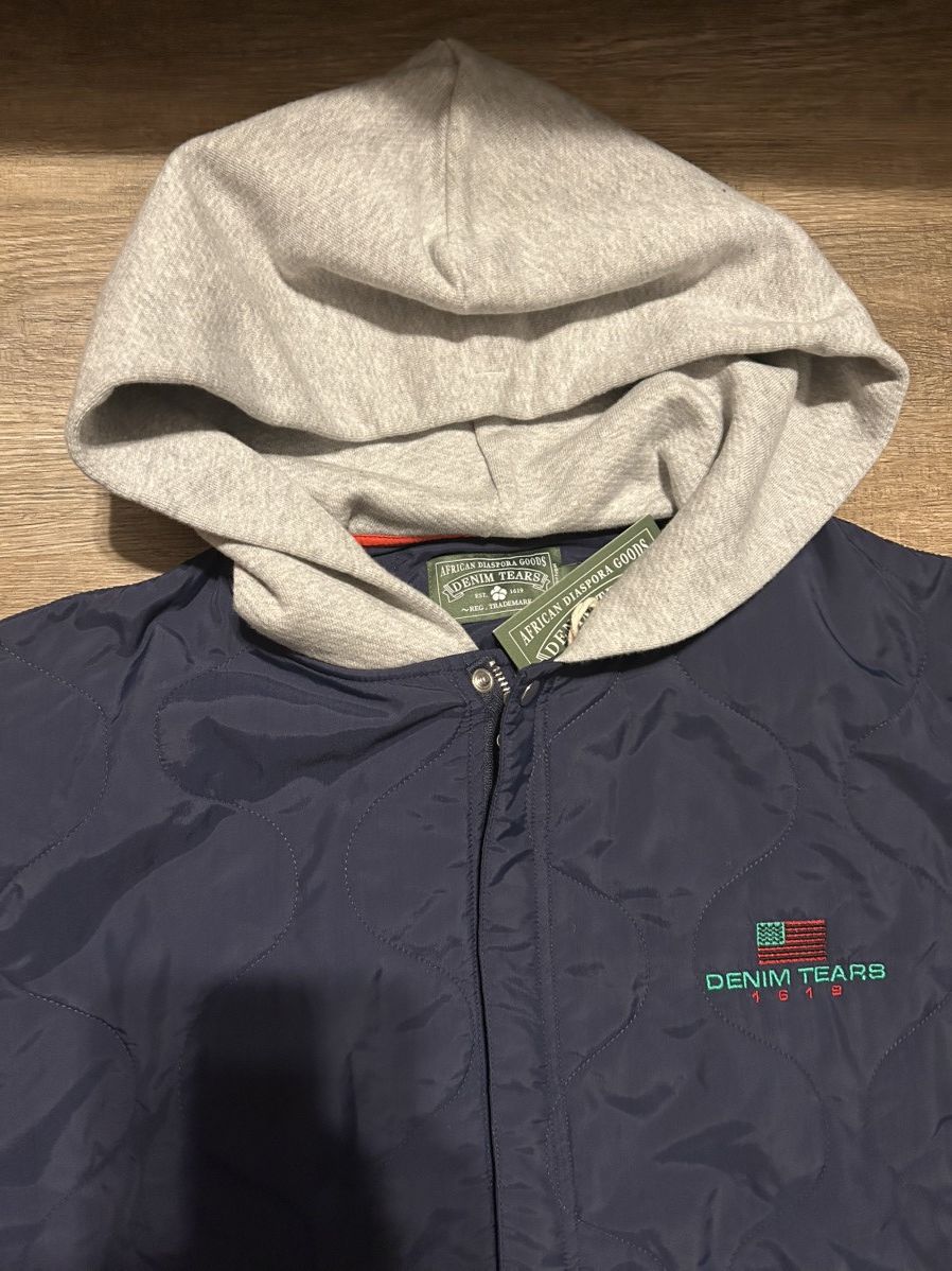 DENIM TEARS DENIM TEARS Men's Navy Gray Quilted Bomber Jacket Size US XL / EU 56 / 4 - 3 Thumbnail