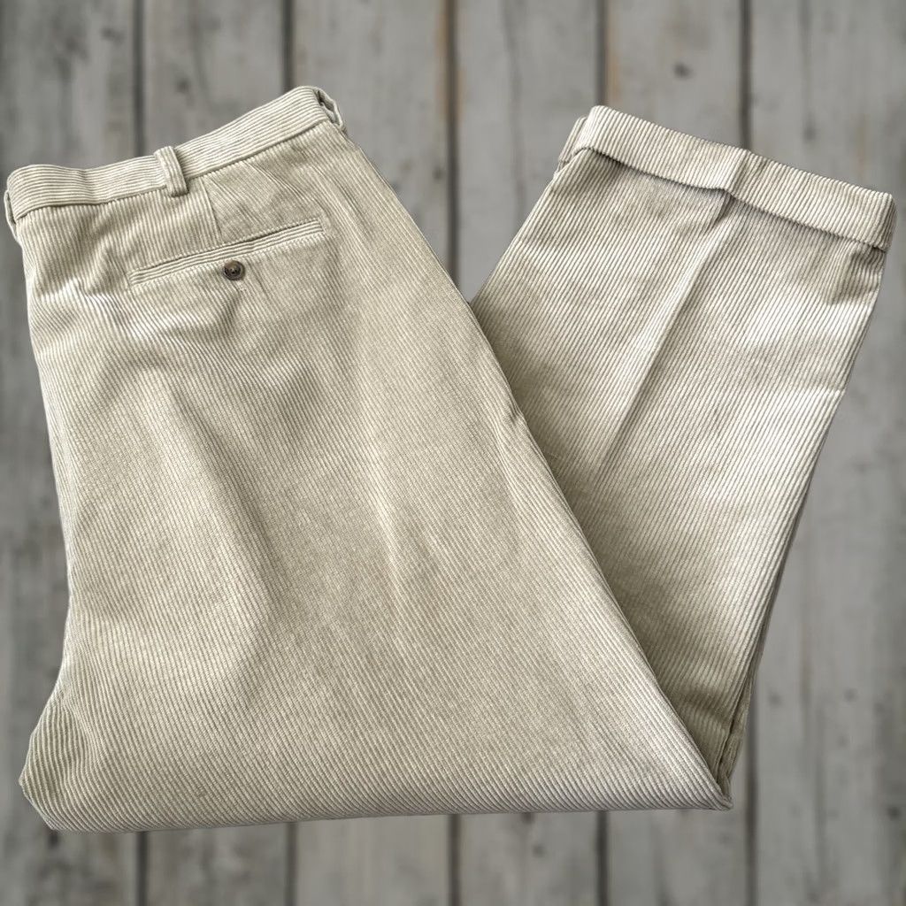 Brooks Brothers Brooks Brothers 346 Pants Mens 42x30 Tan Wide Wale Corduroy Pleated Cuffed Size US 42 / EU 58 - 1 Thumbnail