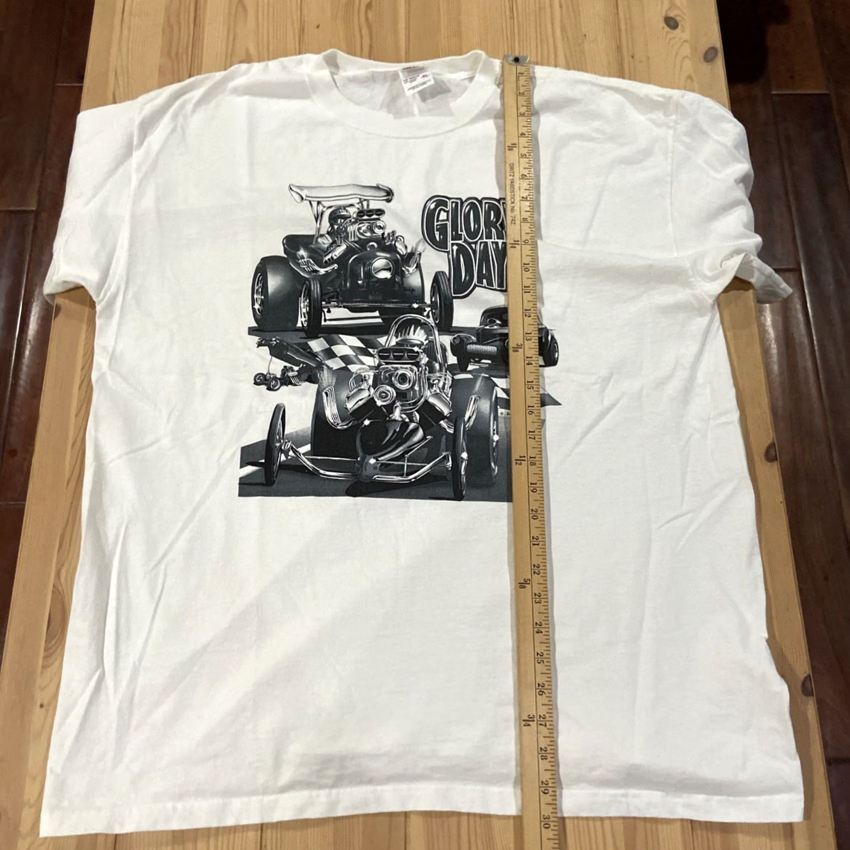 Anvil VINTAGE Glory Days Drag Racing Car Tee White T-Shirt Short Sleeve XL Men Graphic Print Tee Cars Jeans? Size US XL / EU 56 / 4 - 4 Thumbnail
