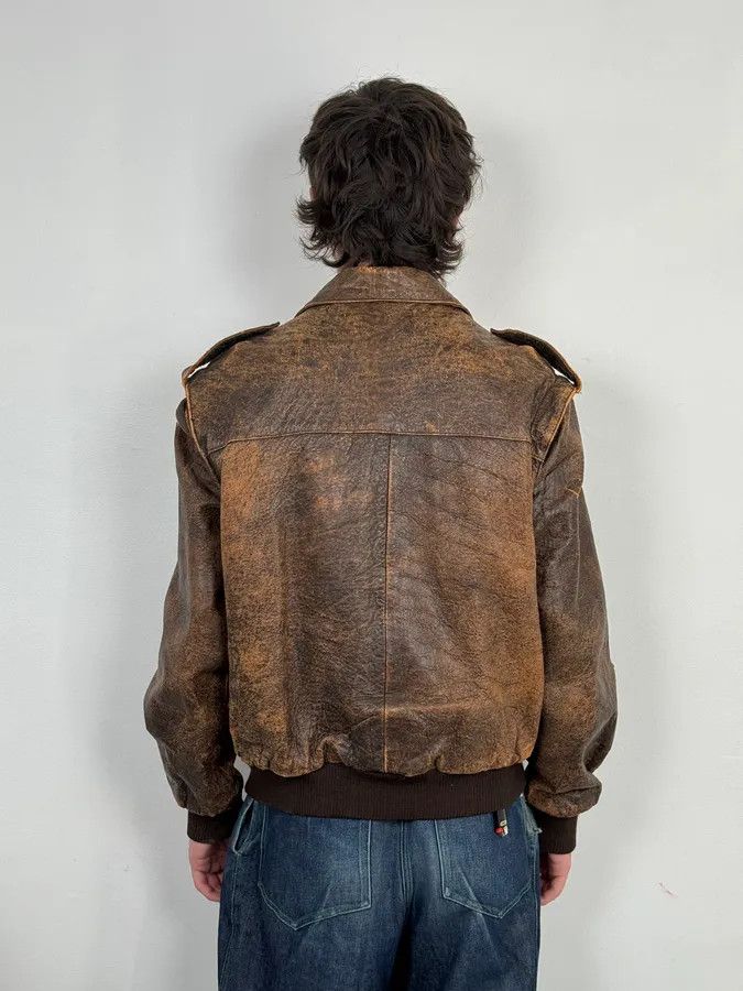 Studio D'Artisan Archive Brown Eroded Leather Jacket with Detachable Sleeves Size US L / EU 52-54 / 3 - 3 Thumbnail