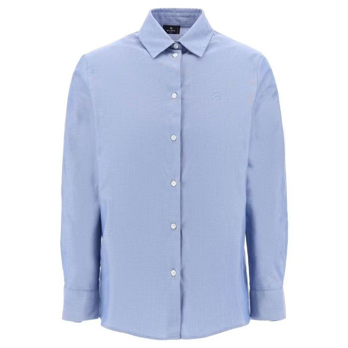 image of Etro O1S22I1N0524 Oxford Pegasus Shirt In Light Blue, Women's (Size Small)