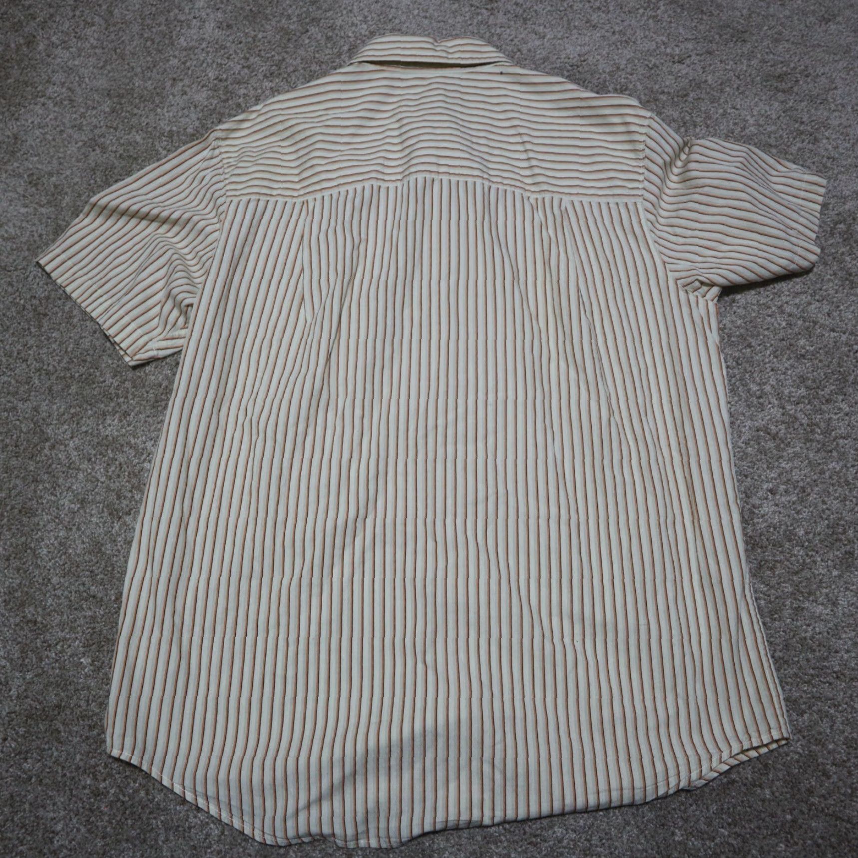 Chaps Chaps Shirt Mens L Cotton Short Sleeve Button-Down Striped Brown Cream Plaid Pattern 90s Style Size US L / EU 52-54 / 3 - 8 Thumbnail