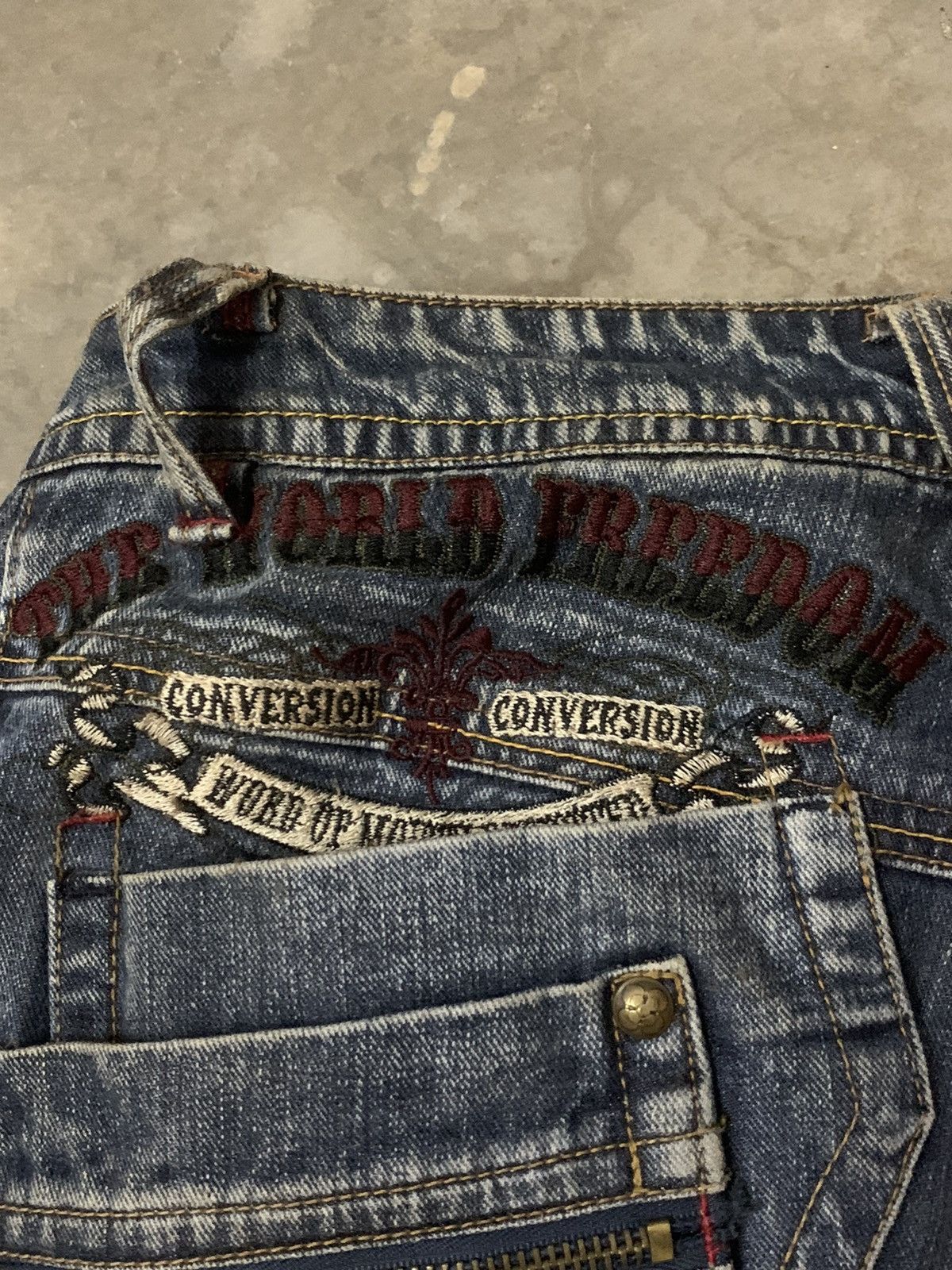 If Six Was Nine Original Jeans The World Freedom Flare Denim Jeans Size US 34 / EU 50 - 11 Thumbnail