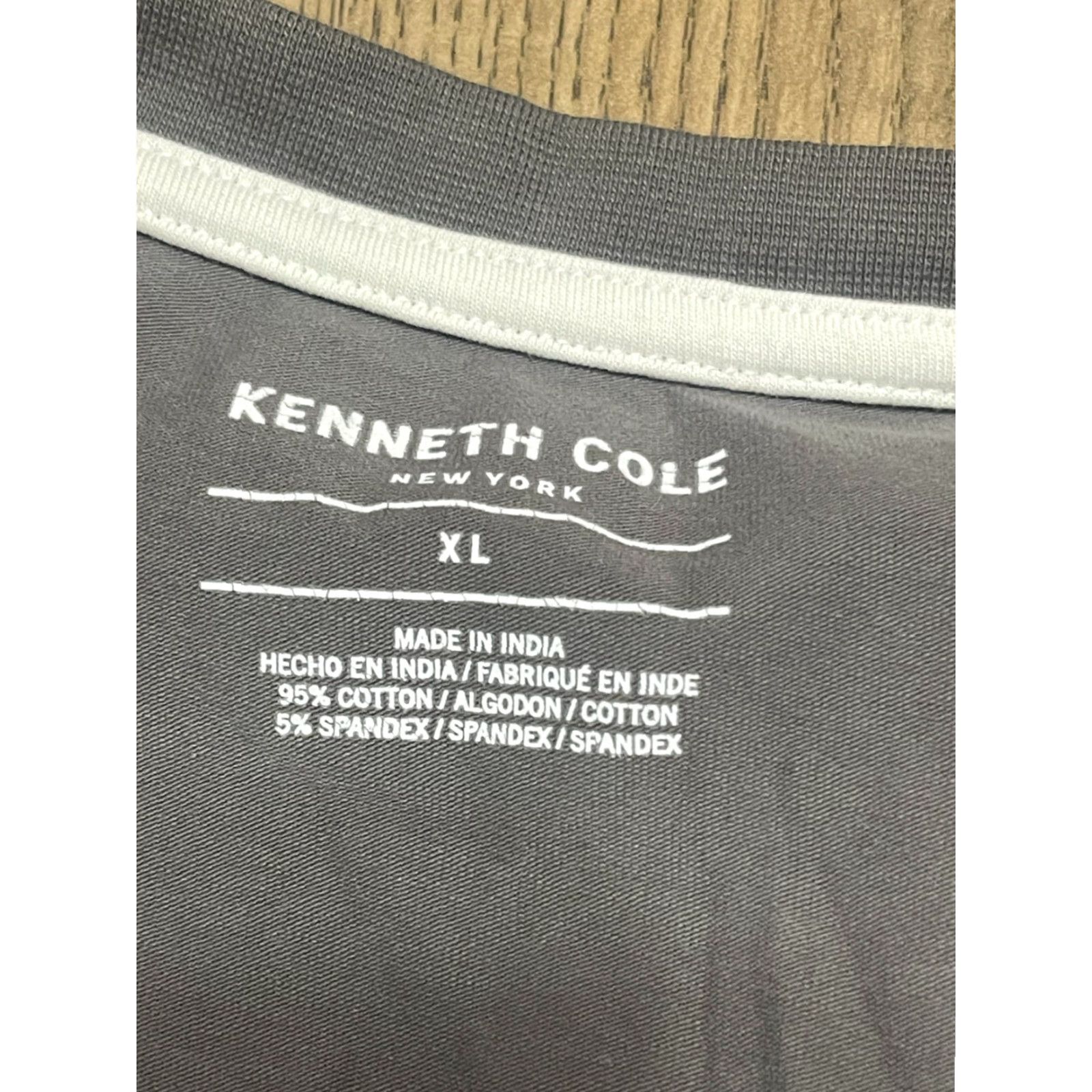Kenneth Cole Kenneth Cole Shirt, Men's XL, Gray, 1/4 Buttons, Short Sleeve, T-Shirt, Regular, Solid, Men, NECK? Size US XL / EU 56 / 4 - 5 Thumbnail