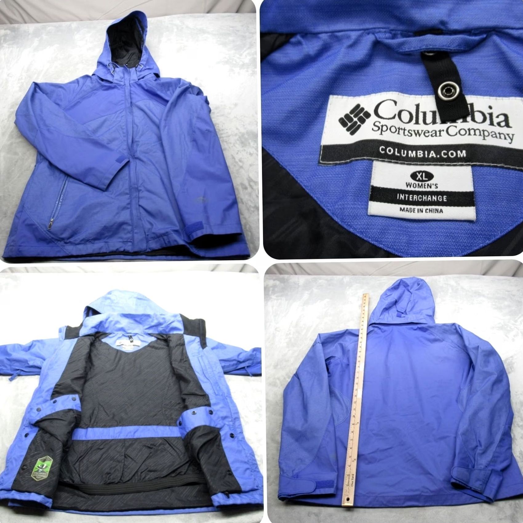 Vintage Columbia Jacket Womens XL Blue Interchange Omni Tech Waterproof Hooded Full Zip Rain Coat Windproof Pockets XL Women Blue 90s? Size XL / US 12-14 / IT 48-50 - 2 Thumbnail