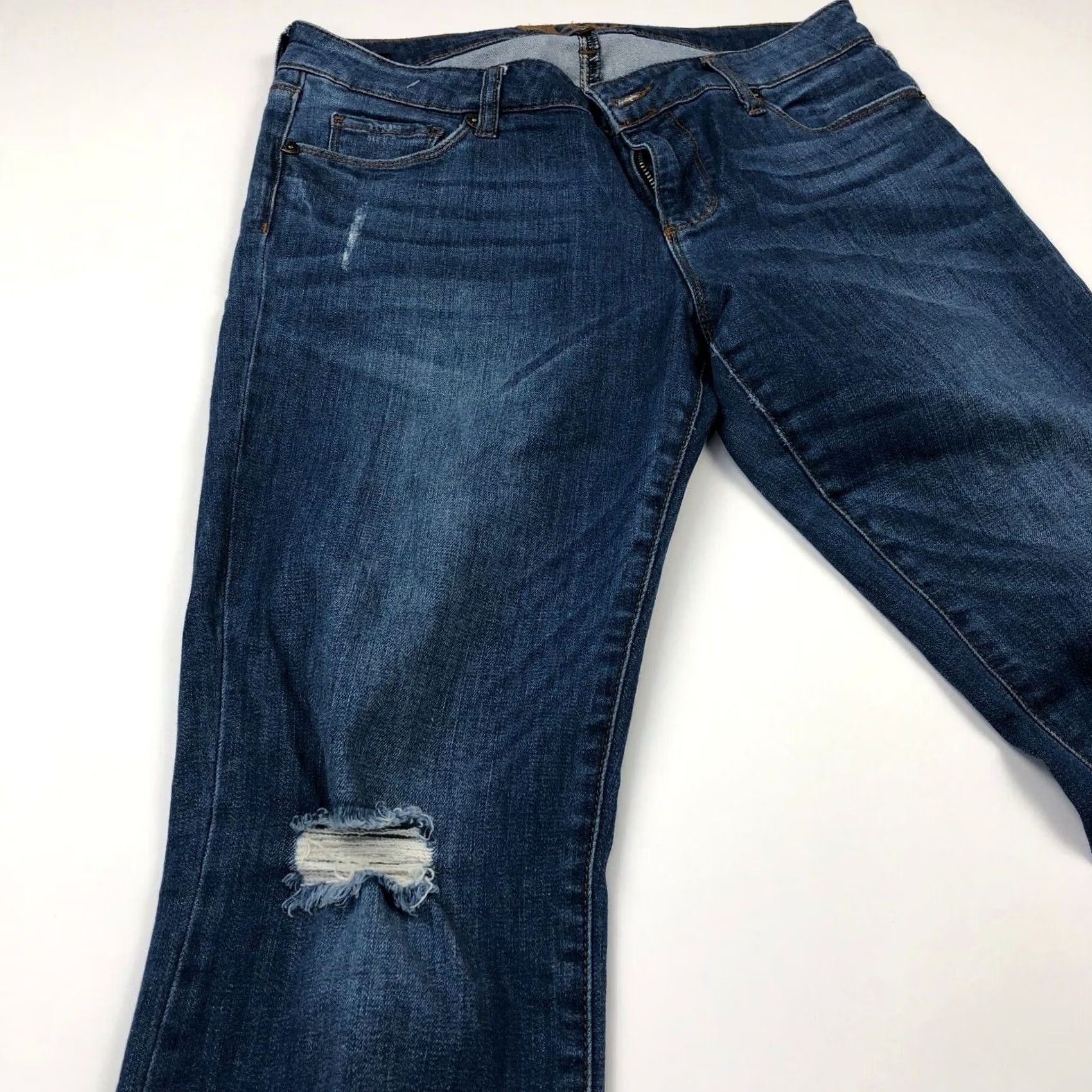 Vintage Kut From The Kloth Ankle Frayed Slim 8 Denim Jeans Women Stretch Blue 31in 27in Inseam Slim Women Jeans Closed Zip Regular Size 8 Size 24" / US 00 / IT 34 - 3 Thumbnail