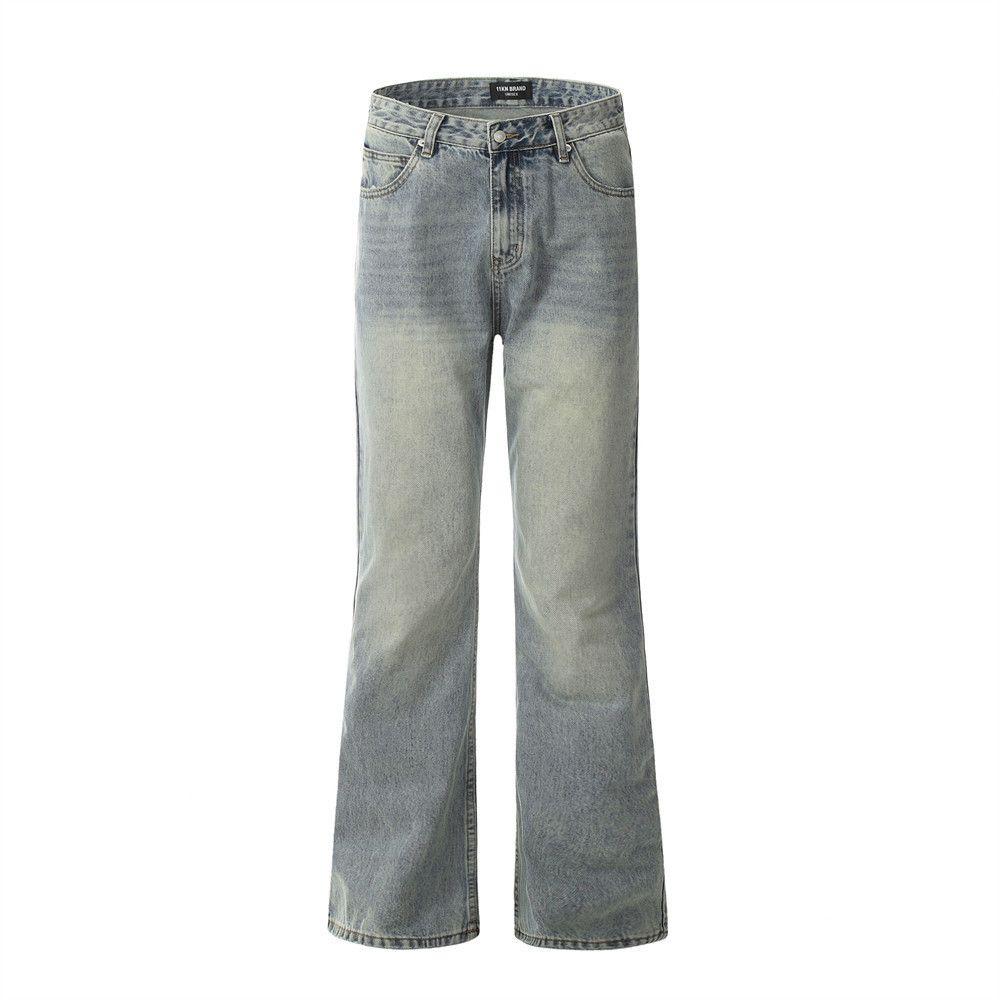 Punk vintage washed distressed bootcut jeans
