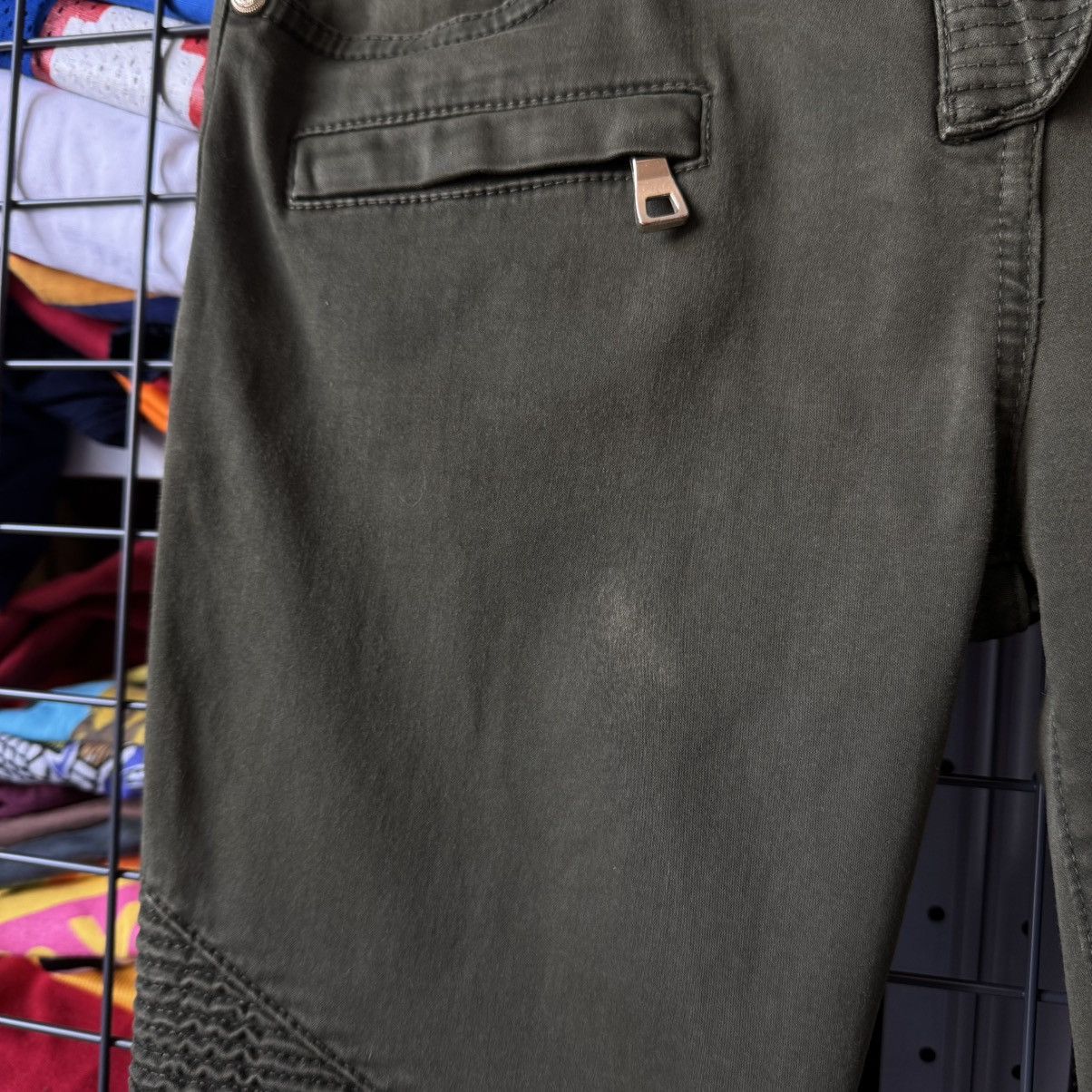 Balmain Olive Baiker Jeans