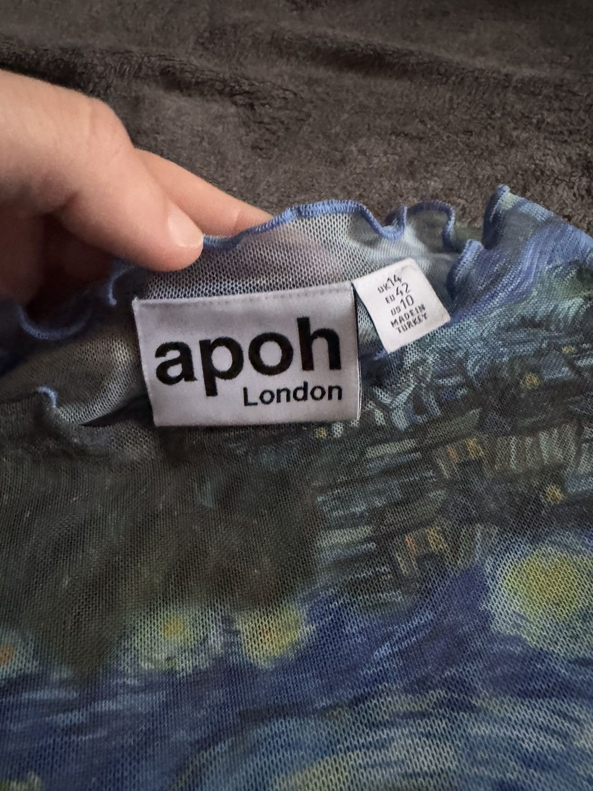 Affliction × Vintage Apoh London Mesh print Van Gogh starry night Japanese brand Size S / US 4 / IT 40 - 6 Thumbnail