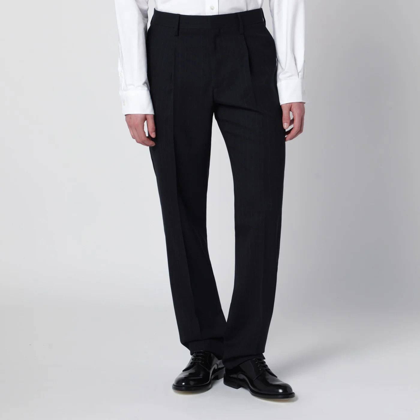 Lardini o1d2blof0526 Pinstripe Wool Single-breasted Suits Navy Blue Size US L / EU 52-54 / 3 - 5 Thumbnail