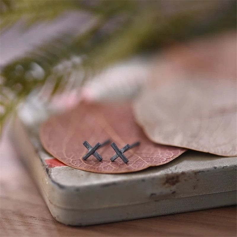 Jewelry Minimalist X Stud Earrings 925 Sterling Charm Earring Gift Size ONE SIZE - 5 Thumbnail