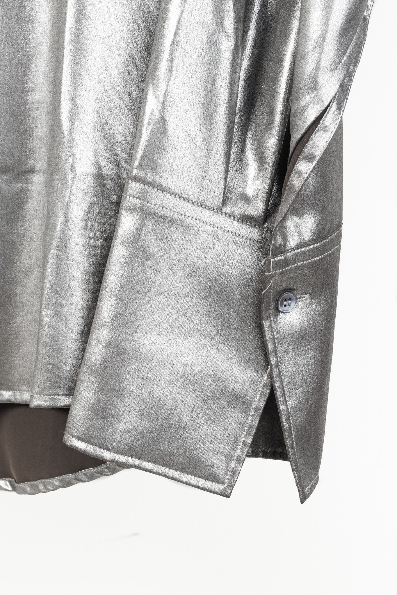 CMMN SWDN CMMN SWDN Cecil Light Lame Metallic Silver Button Up Shirt Size US M / EU 48-50 / 2 - 6 Thumbnail