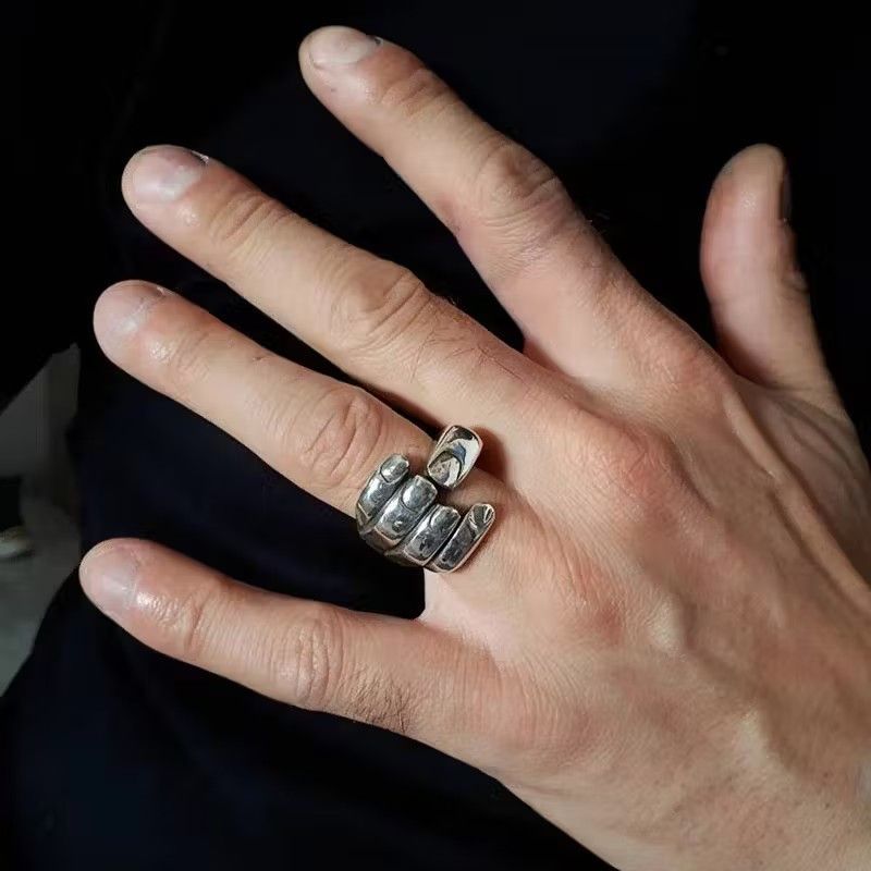 Jewelry Adjustable Carved Hand Rings Size ONE SIZE - 1 Thumbnail