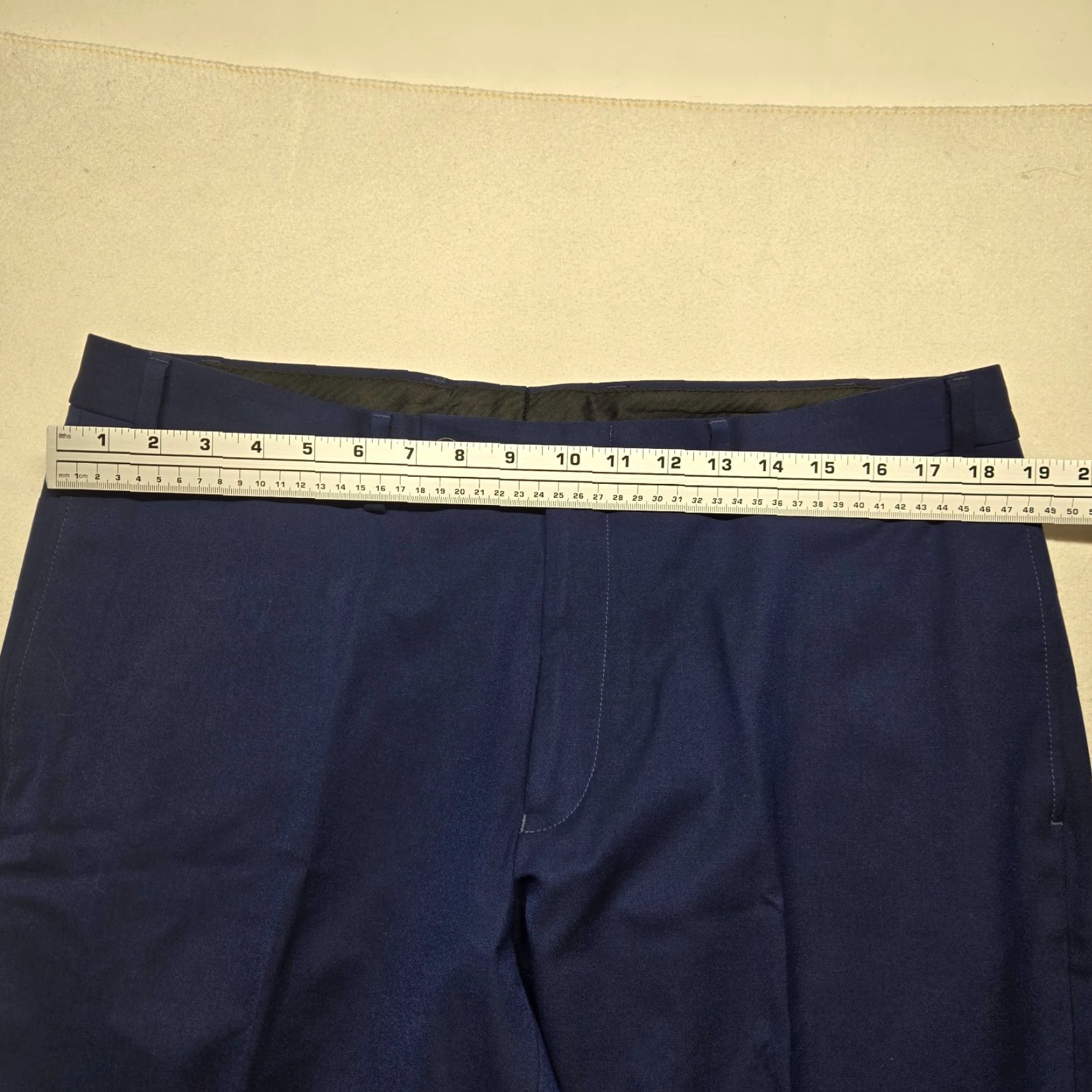 Van Heusen Van Heusen Pants Dress Blue 38 Regular Straight Mens 30 Quot; Stretch Front Slash Pockets Slacks, Flat Front, Belted, Machine Washable Size US 38 / EU 54 - 4 Thumbnail