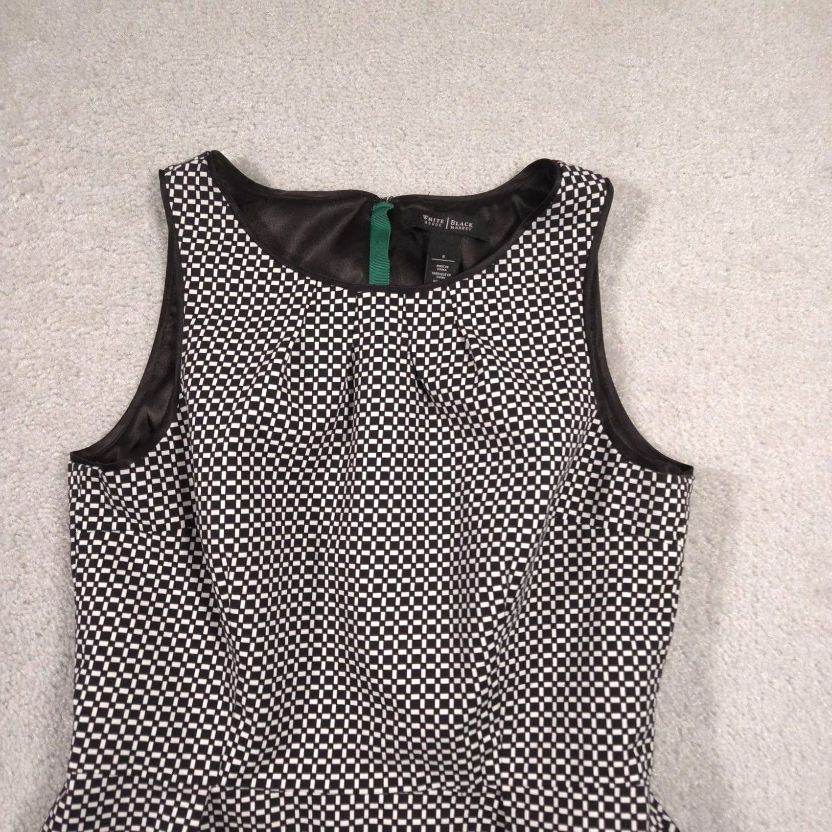 White House Black Market White House Black Market Blouse Womens 8 Black White Check Peplum Sleeveless Top Shirt Adult Small Black Girls Mens Size M / US 6-8 / IT 42-44 - 3 Thumbnail