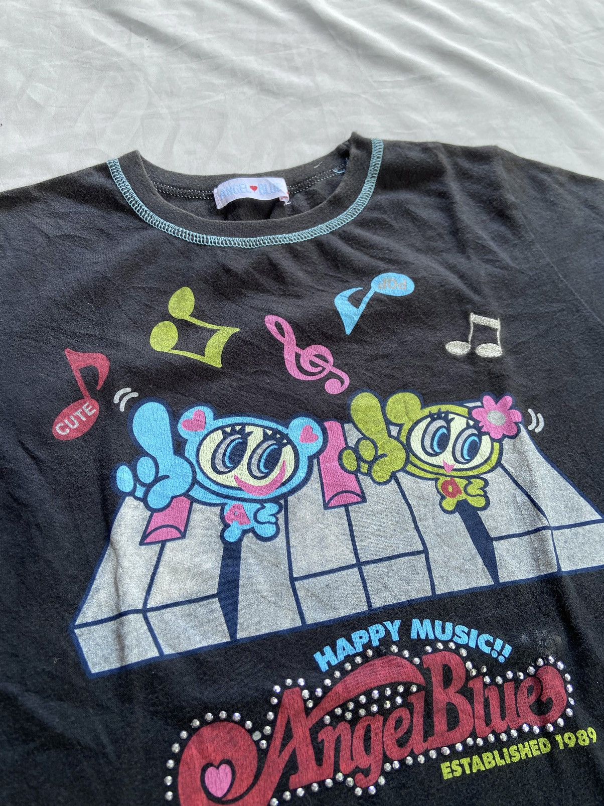 Angel Blue Y2K ANGEL BLUE HAPPY MUSIC TEE Size US XS / EU 42 / 0 - 5 Thumbnail