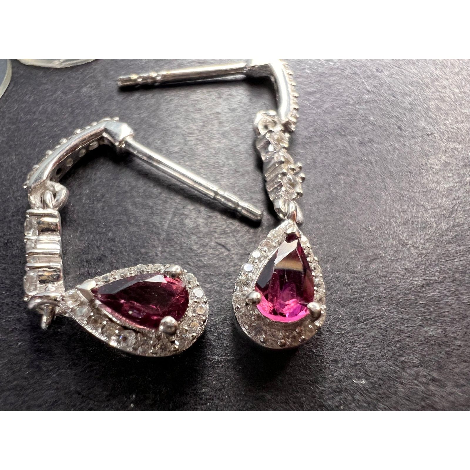 Other Rubellite and zircon earrings in platinum over sterling Size ONE SIZE - 3 Thumbnail